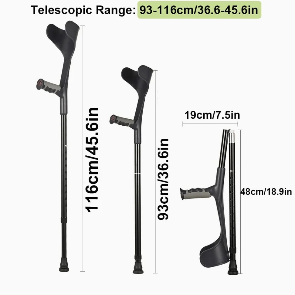 Muletas para adultos Mango ergonómico, muletas de antebrazo, muletas ajustables, muleta plegable, aluminio ligero ligero de aluminio ligero, discapacitados y discapacitados. Es tan amable de su parte