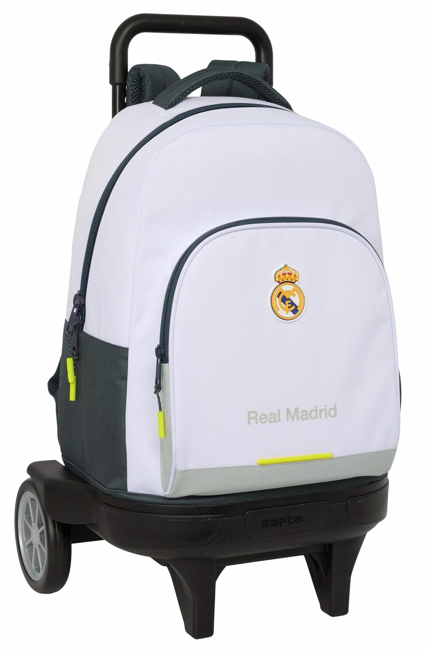 Safta REAL MADRID EQUIPACIÓN 25/26 - Mochila Grande con Ruedas, Compact Evolución, Extraíble, Ideal para Niños de Diferentes Edades, Cómoda y Versátil, Calidad y Resistencia, 33x22x45 cm