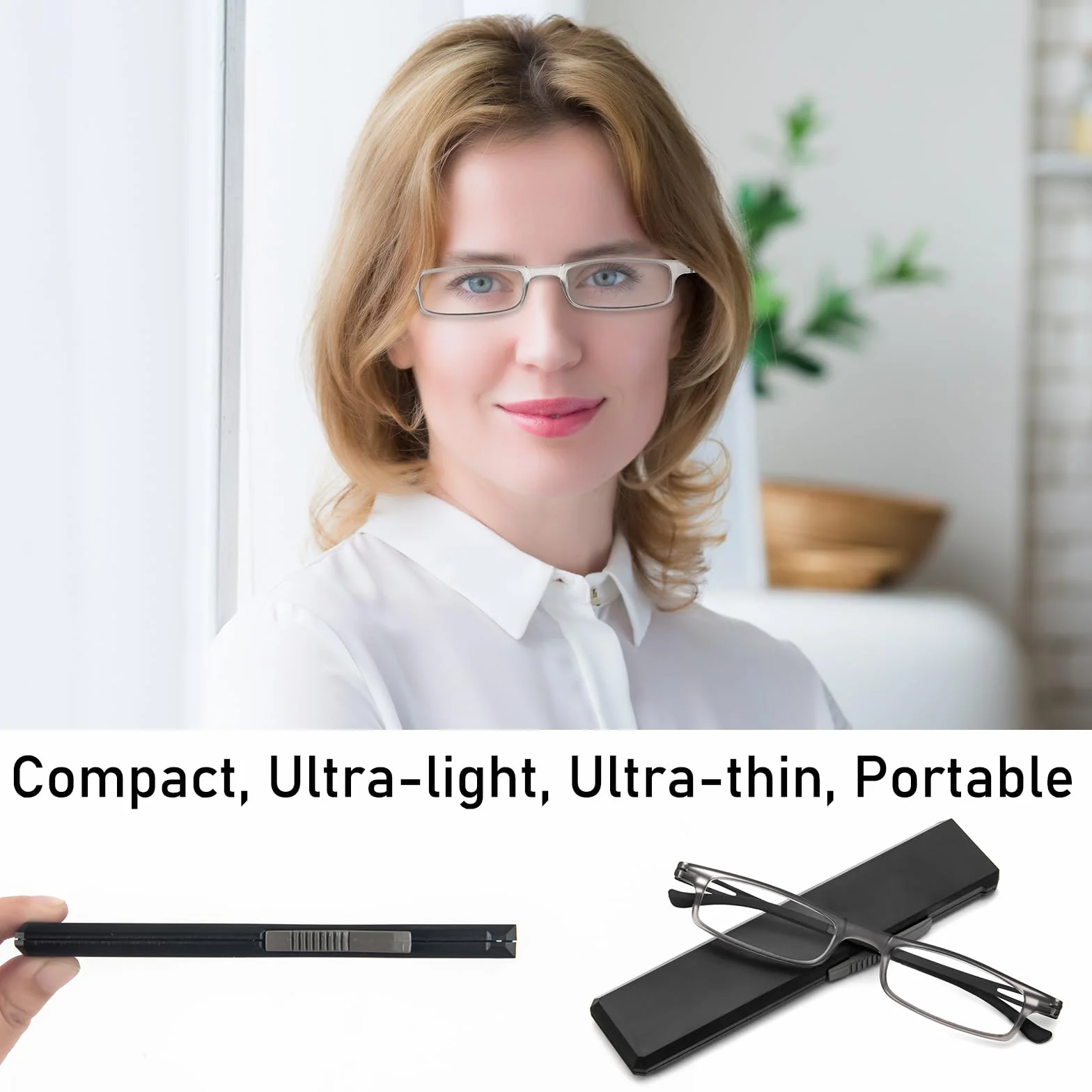 Gafas de Lectura TR90 Ultrafinas Anti Luz Azul para Hombres y Mujeres (+3.0) Negro