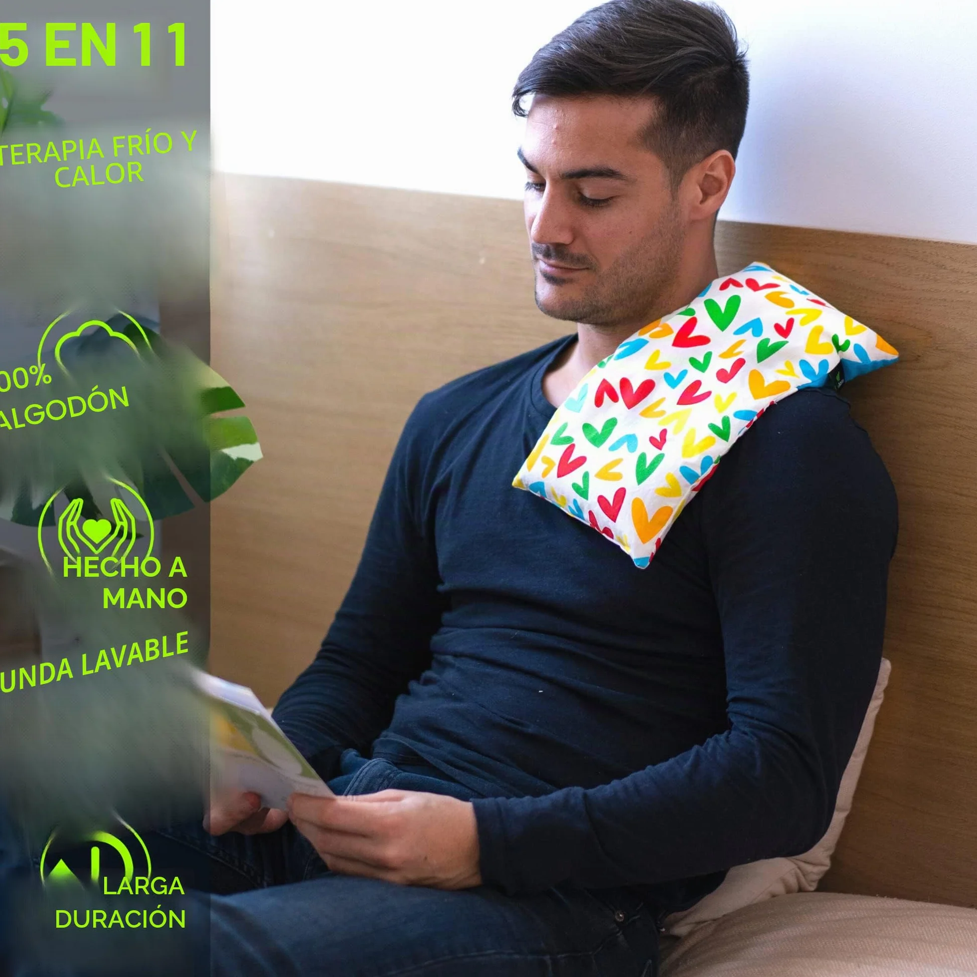 Saco Térmico de Semillas Multiusos - Almohada Calentable para Microondas 35x18 cm - Cojín Térmico con Funda Lavable - Algodón 100% y Lavanda