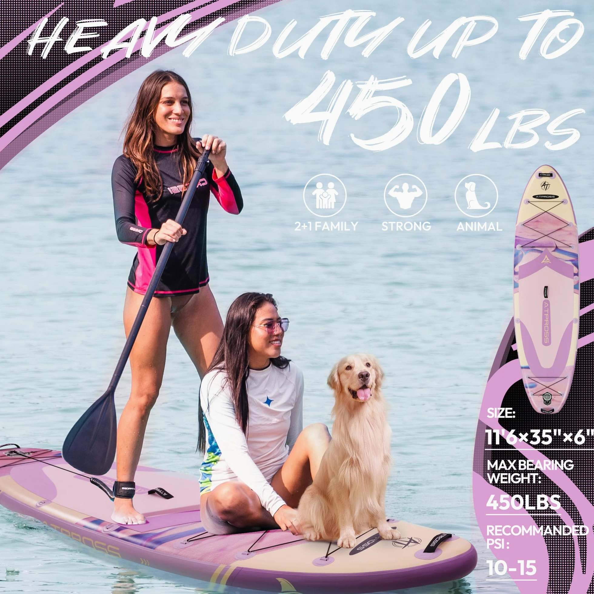 Tabla Paddle Surf Hinchable Inflable Extra Grande para Adultos, con Capacidad para 204,1 kg. con Kit de Accesorios Mochila. Kayak Inflable, Antideslizante, Ideal para Yoga,