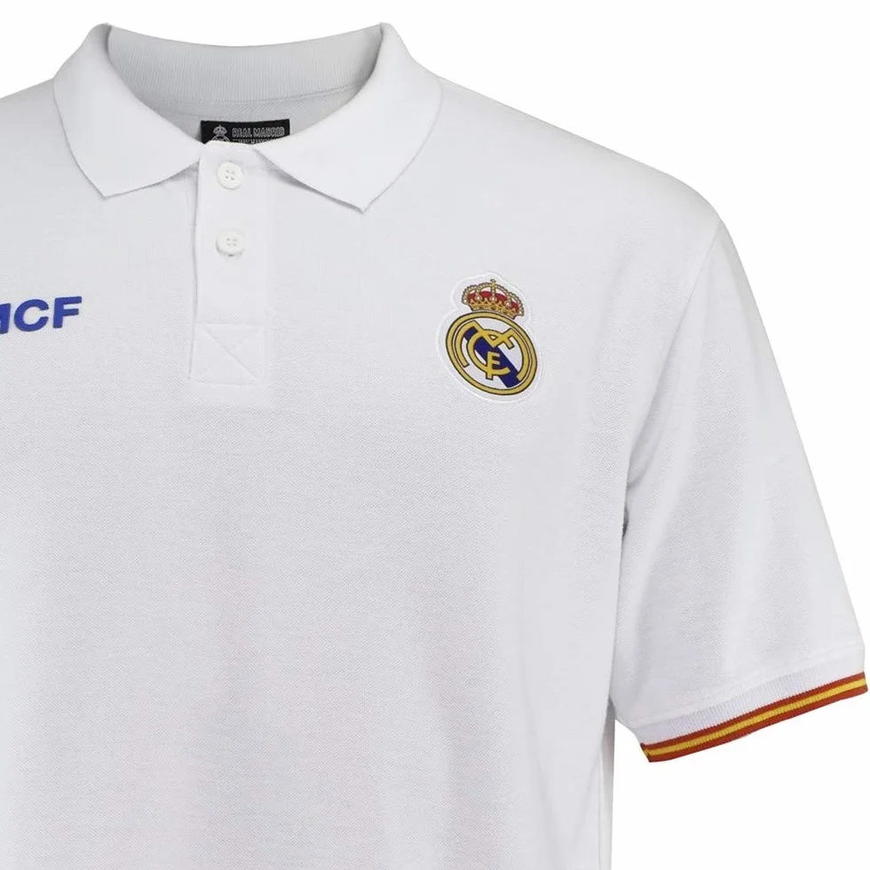 Polo Real Madrid Junior Blanco Escudo Bordado (8 Años)