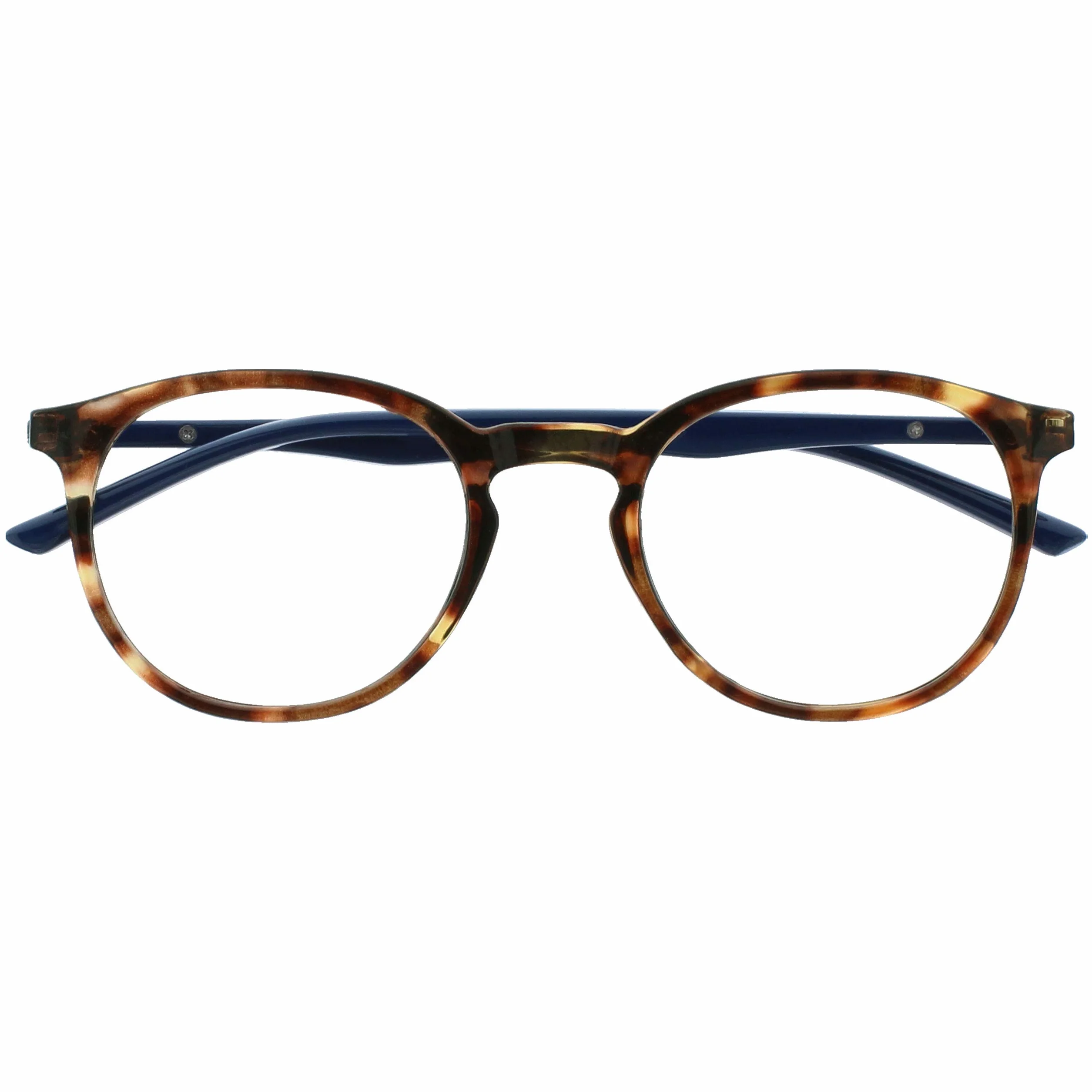 Gafas con Bloqueo de Luz Azul Montura Redonda Delgada Marrón Carey Resistente a Arañazos Bisagras de Muelle Antirreflejante Hombre Mujer