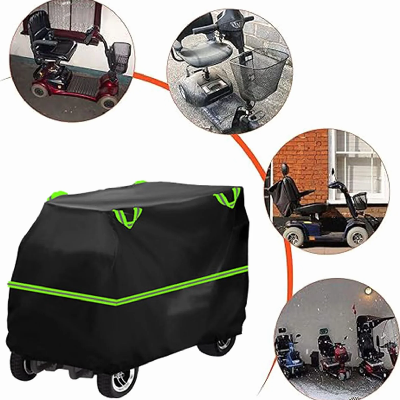 genérico funda patinete electrico compatible con Shoprider Sunrunner 3,material 210D,a prueba de polvo y sol,impermeable,con bolsa de almacenamiento（Black Green）