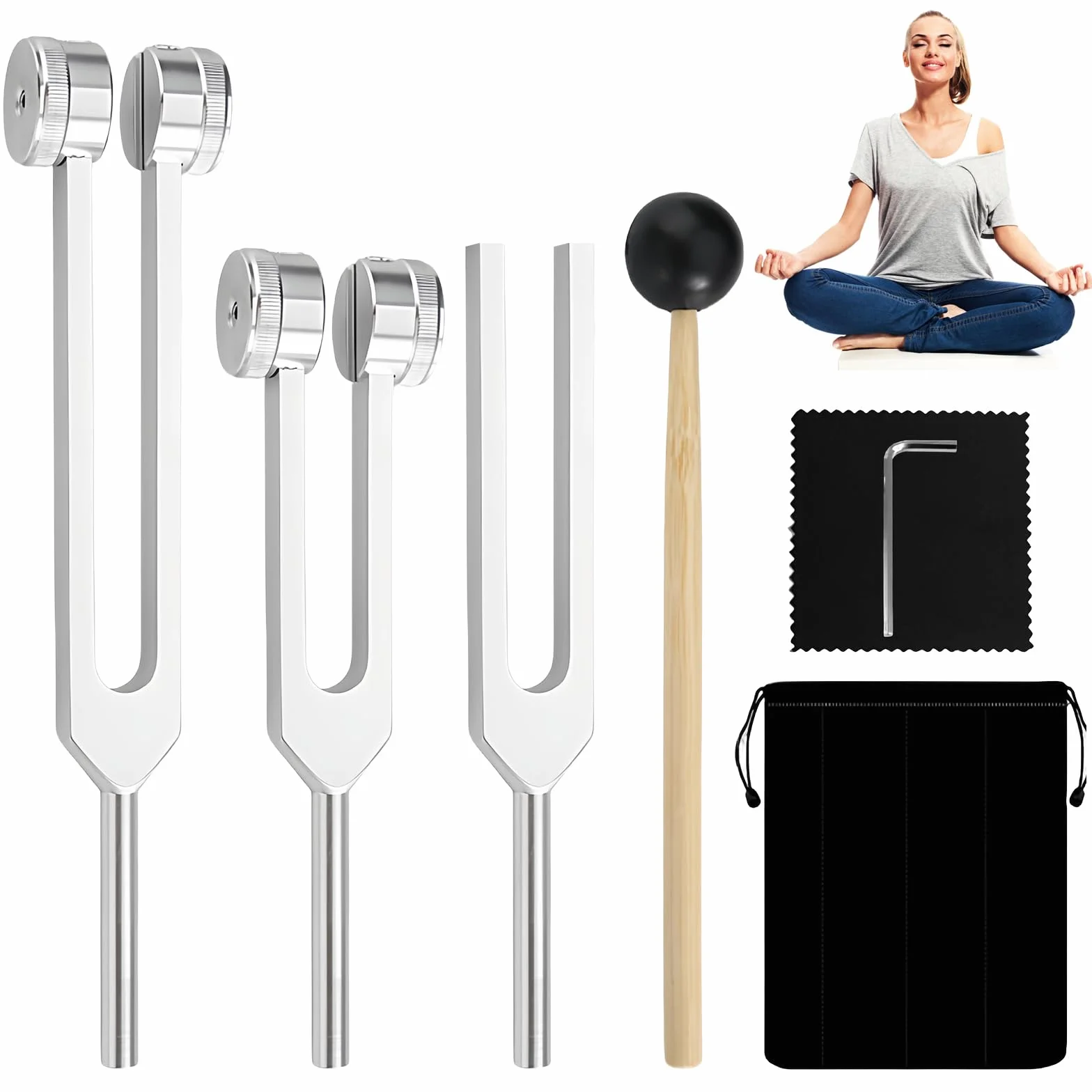 Juego de diapasón neurología 128 Hz 256 Hz 512 Hz martillo pequeño terapia de sonido antiestrés