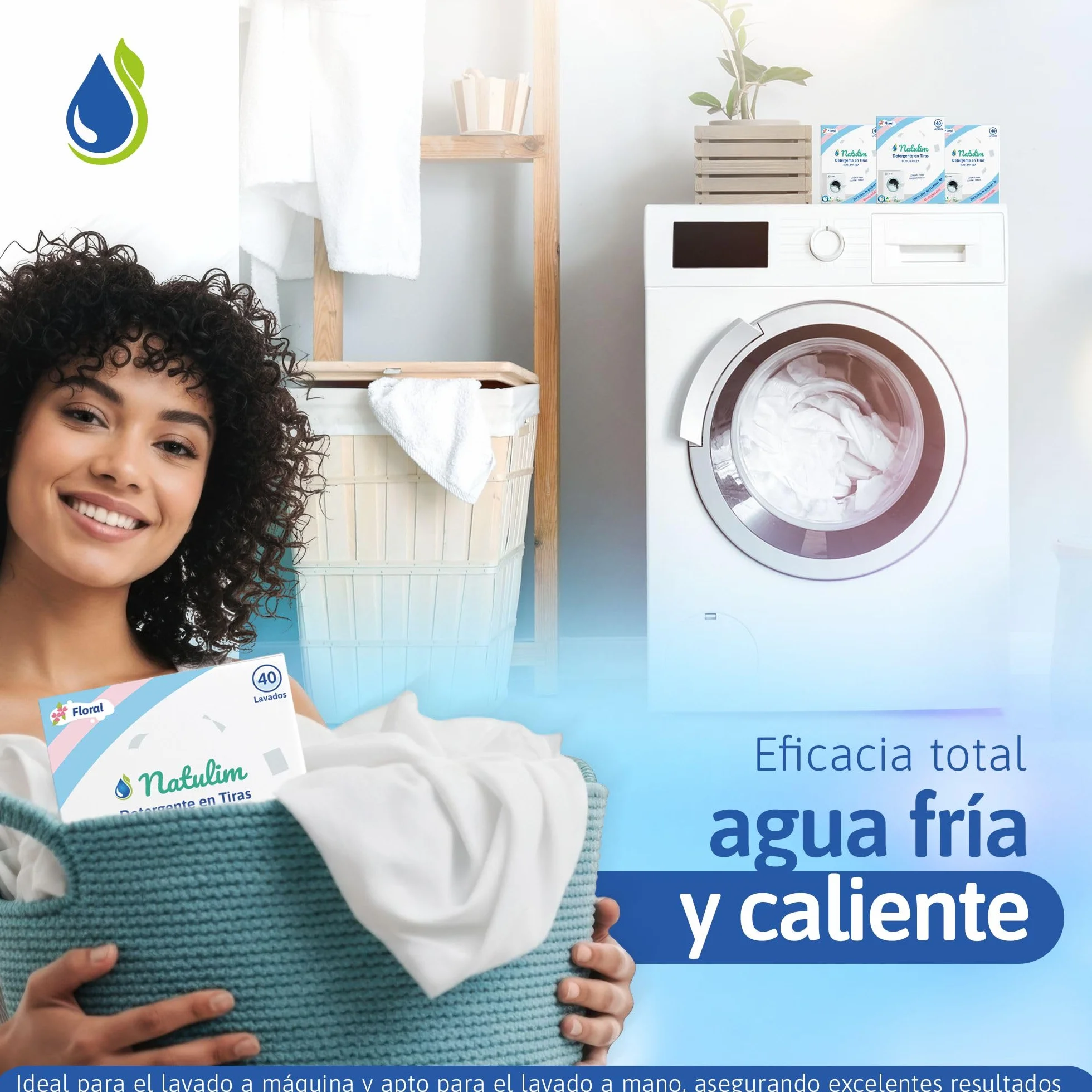 Natulim Detergente en Tiras para Lavadora 40 Lavados Ecológico Hipoalergénico Made in Spain