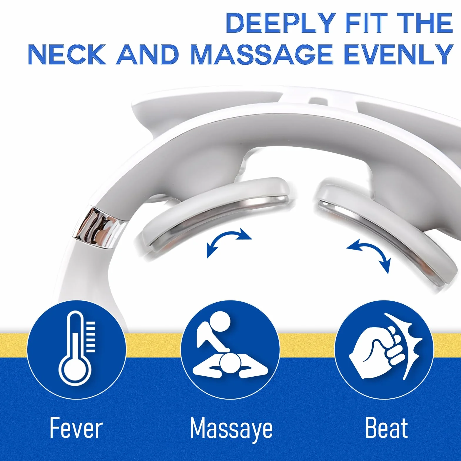Masajeador de cuello eléctrico con calor 2.0 Pro 4 cabezas masaje cervical 16 niveles intensidad ergonómico portátil