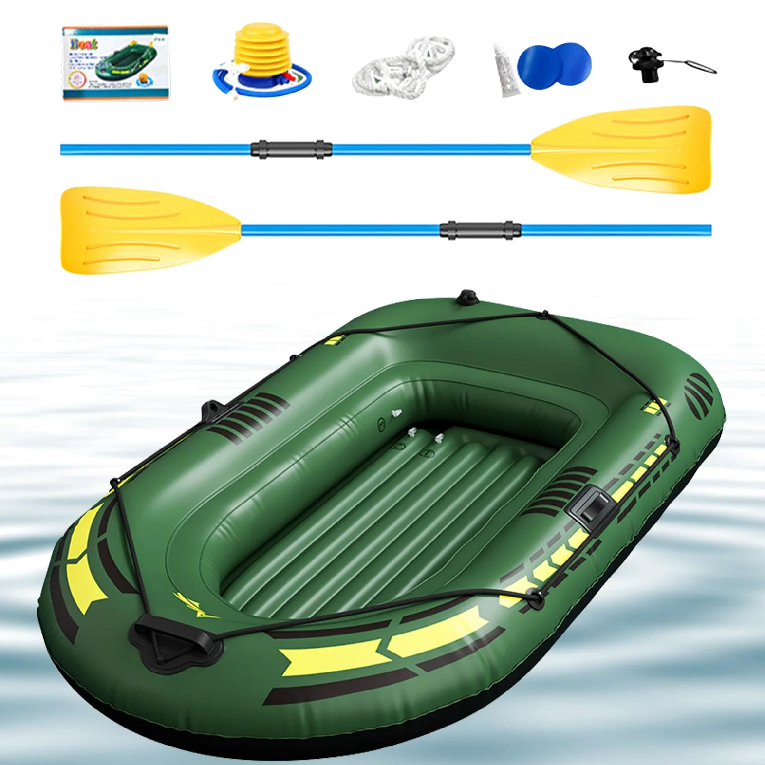 Barcos inflables para Adultos: Kayak de de 6,30 x 3,71 x 1,31 Pulgadas | balsa portátil, canoa flotante duradera y fácil de usar | Kit de botes inflables con bomba de remo para lago río al aire