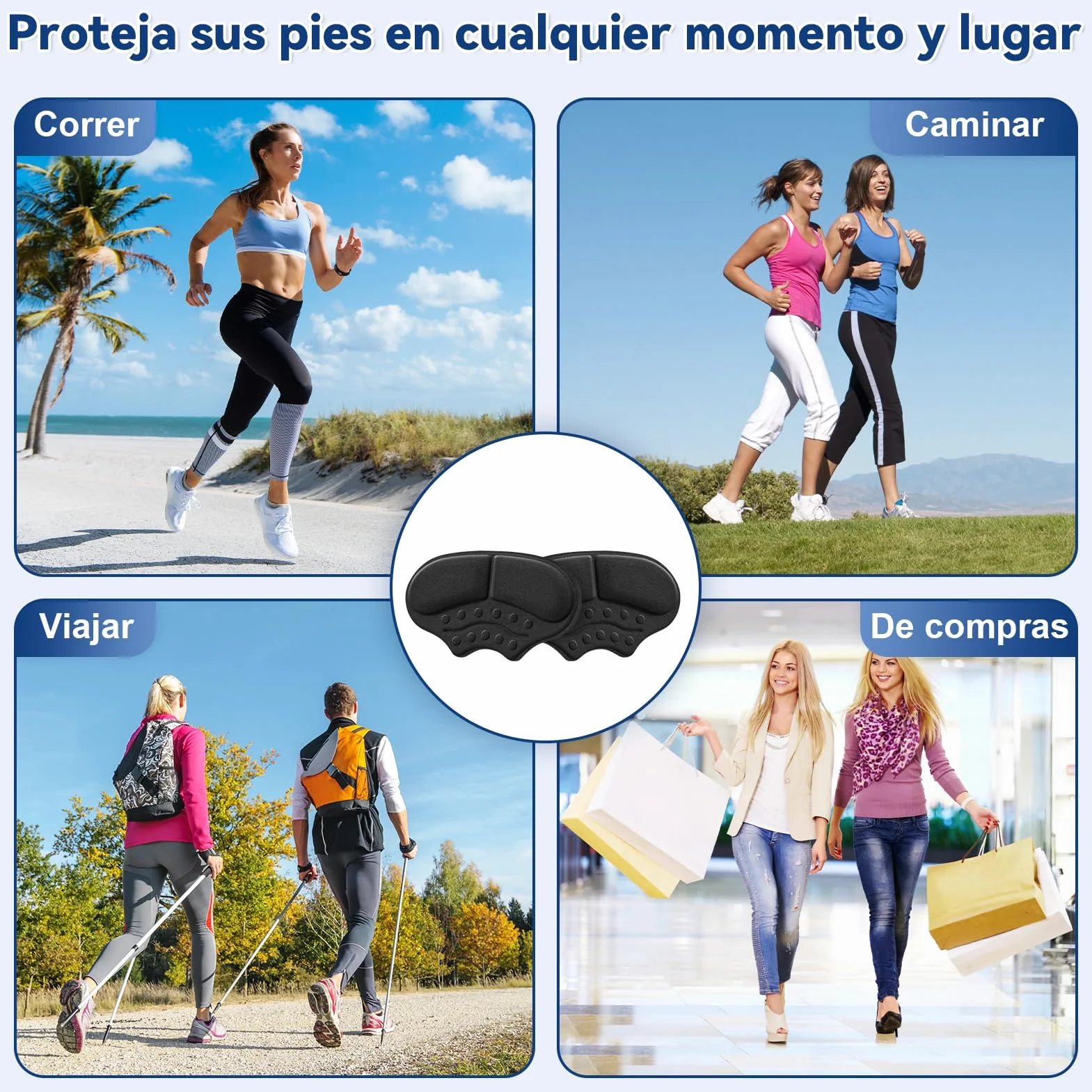 Almohadillas autoadhesivas para el talón, 3 pares, antideslizantes para zapatos sueltos y tacón alto