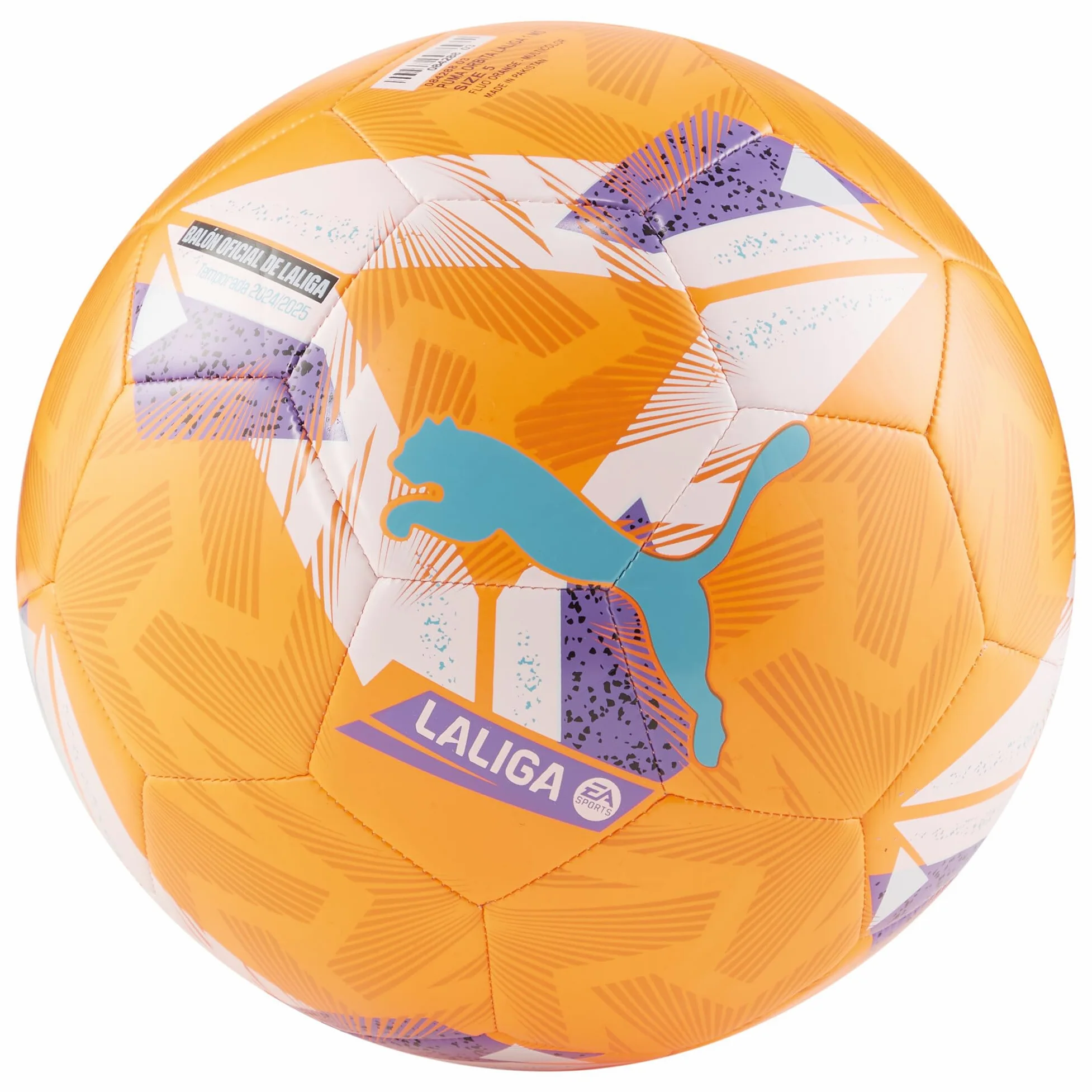 PUMA Orbita LALIGA 1 - Balón de fútbol unisex cosido a máquina, naranja fluo-multicolor SS25, 5