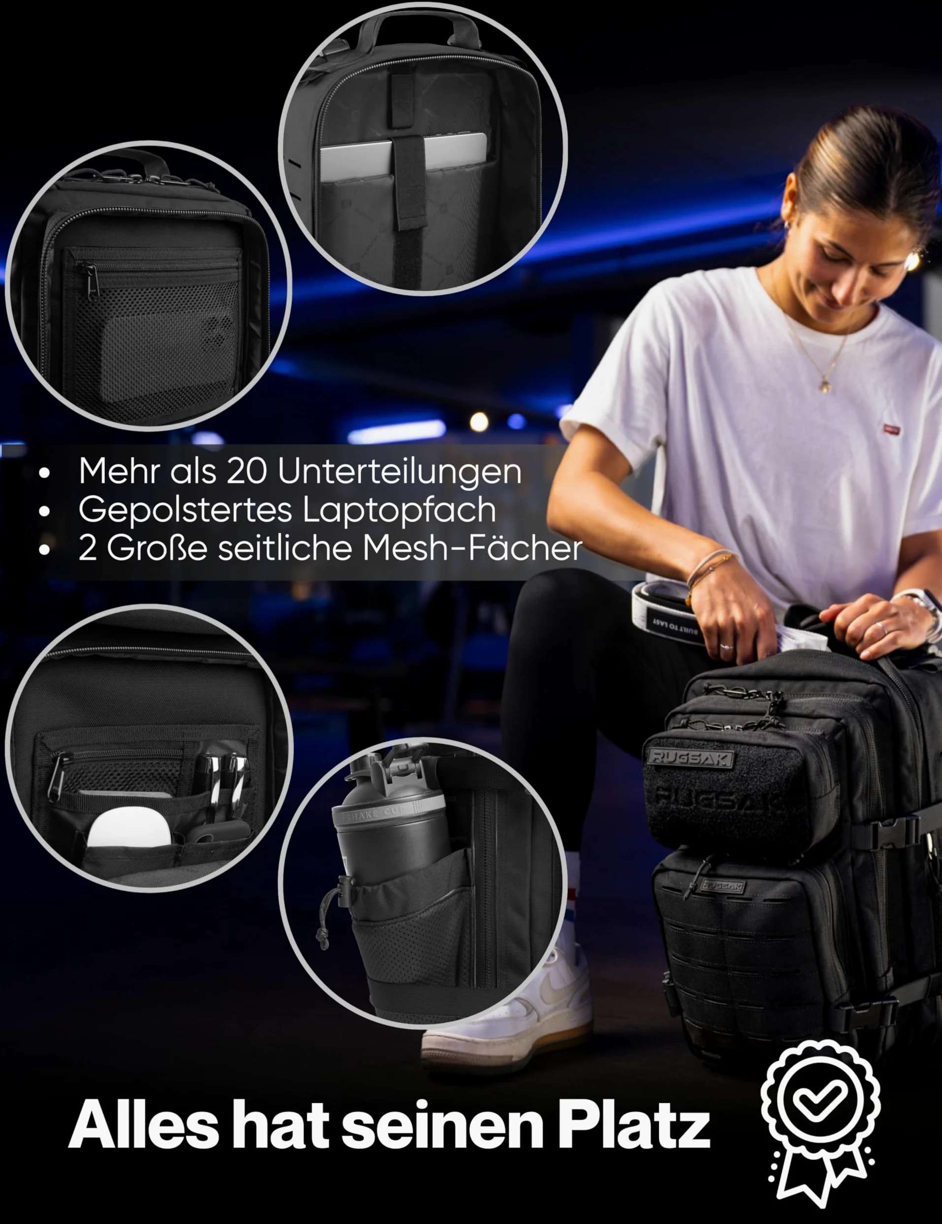 RUGSAK Alpha Mochila táctica [15-25L] impermeable y extremadamente resistente | Mochila militar de supervivencia | para trabajo al aire libre, senderismo, camping y gimnasio, mochila de viaje Molle