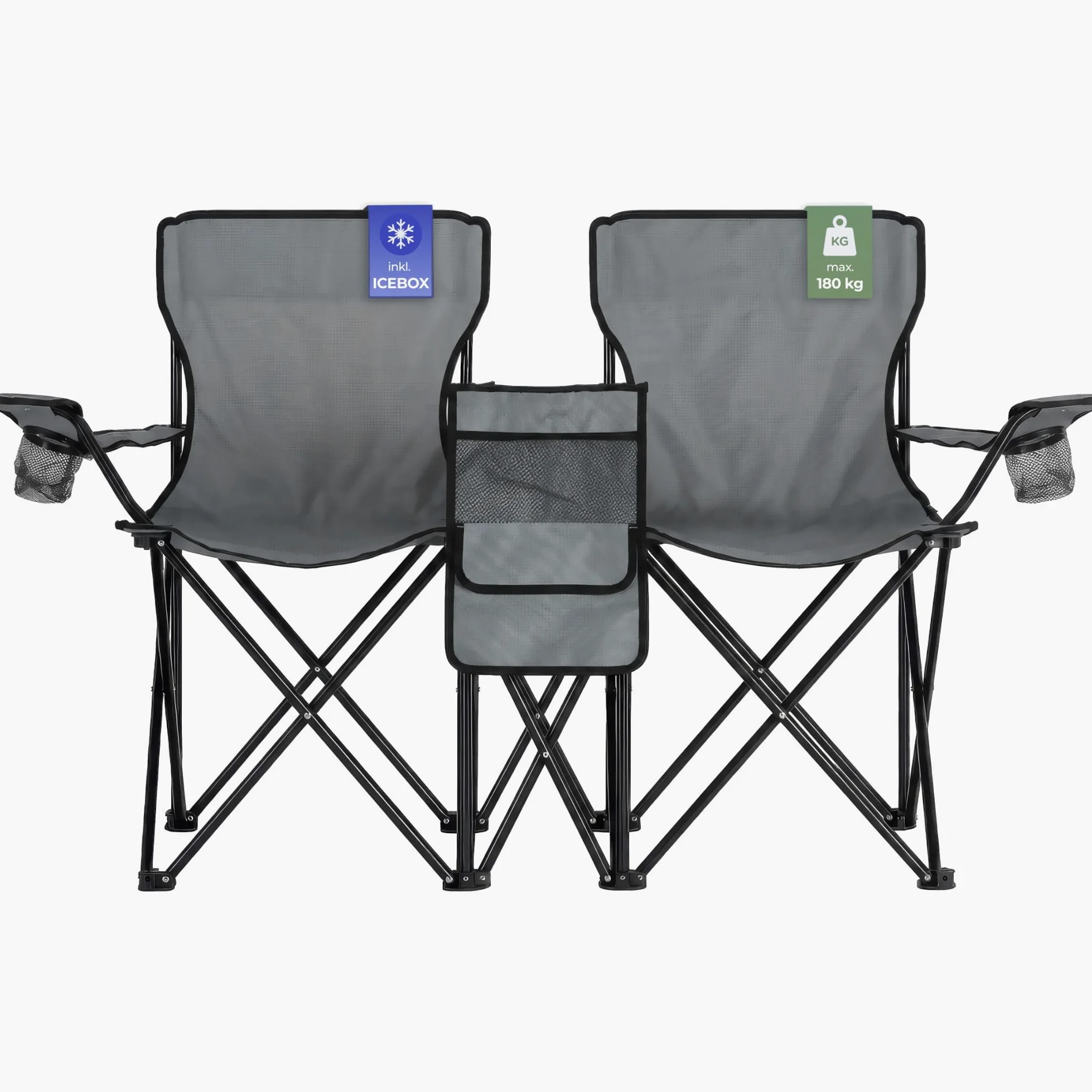 Stagecaptain Silla de Camping Doble CS-1485, Bolsillo Exterior Espacioso | Silla de camping doble de tela Oxford 600D, Perfecta para camping, festivales, picnics y excursiones, Dimensiones, 5 cm, 0 kg