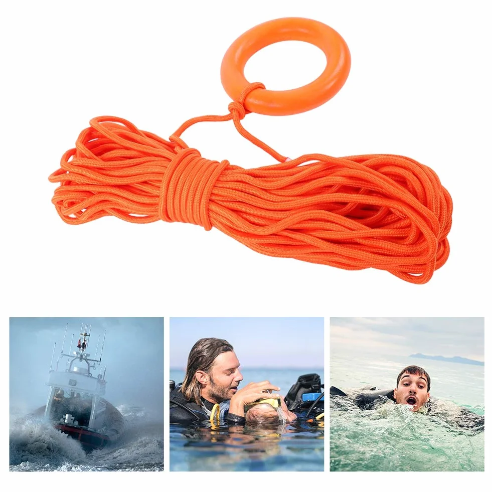 Regun Cuerda de Salvamento Flotante de Agua, Línea Vida al Aire Libre de 30 M, con Bucle Flotante, para Rescate de Supervivencia de Ayuda de Emergencia Al Aire Libre