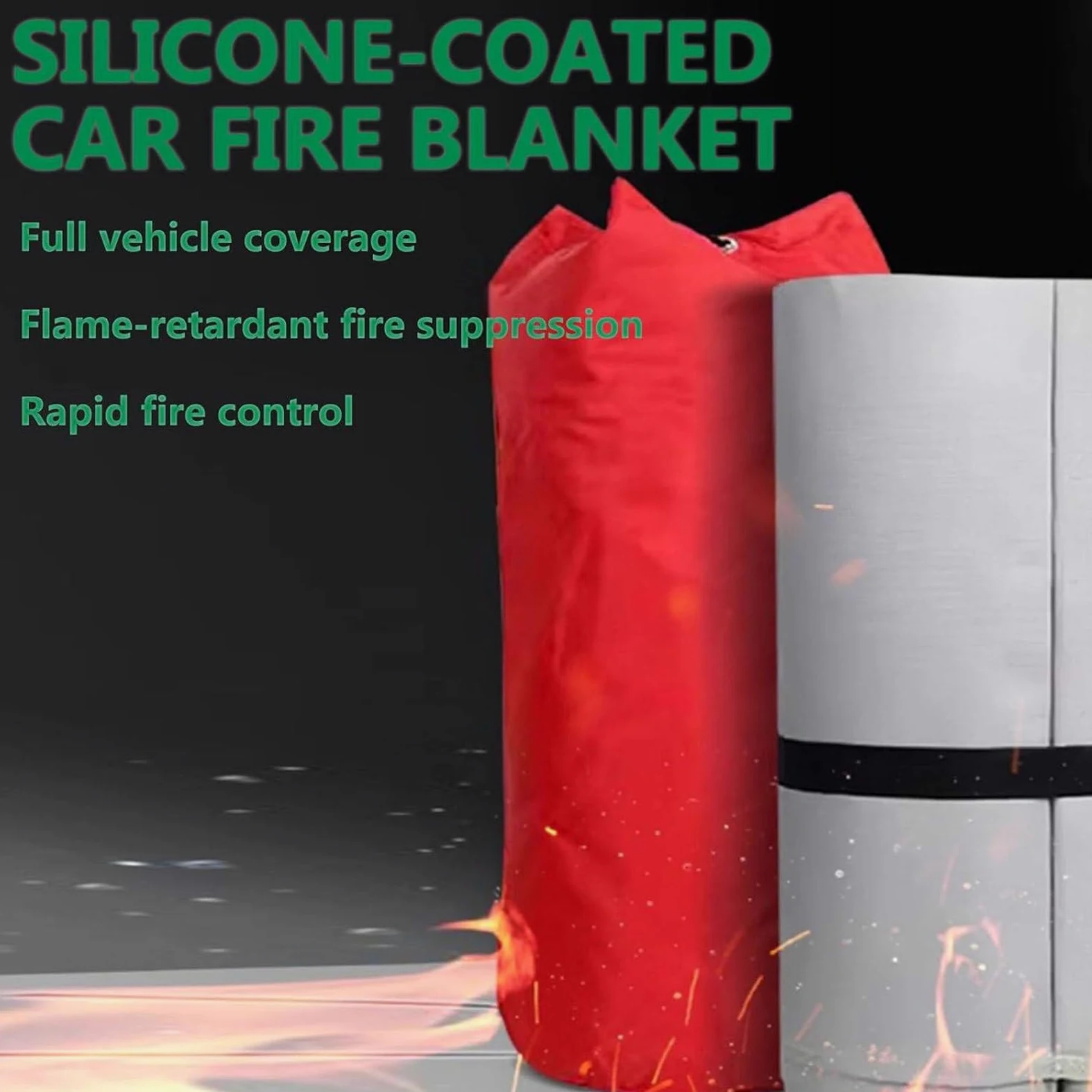 Manta de Fuego recubierta de Silicona, protección térmica Grande, Retardante de Llama para Estaciones de Servicio de vehículos eléctricos, 6x9m