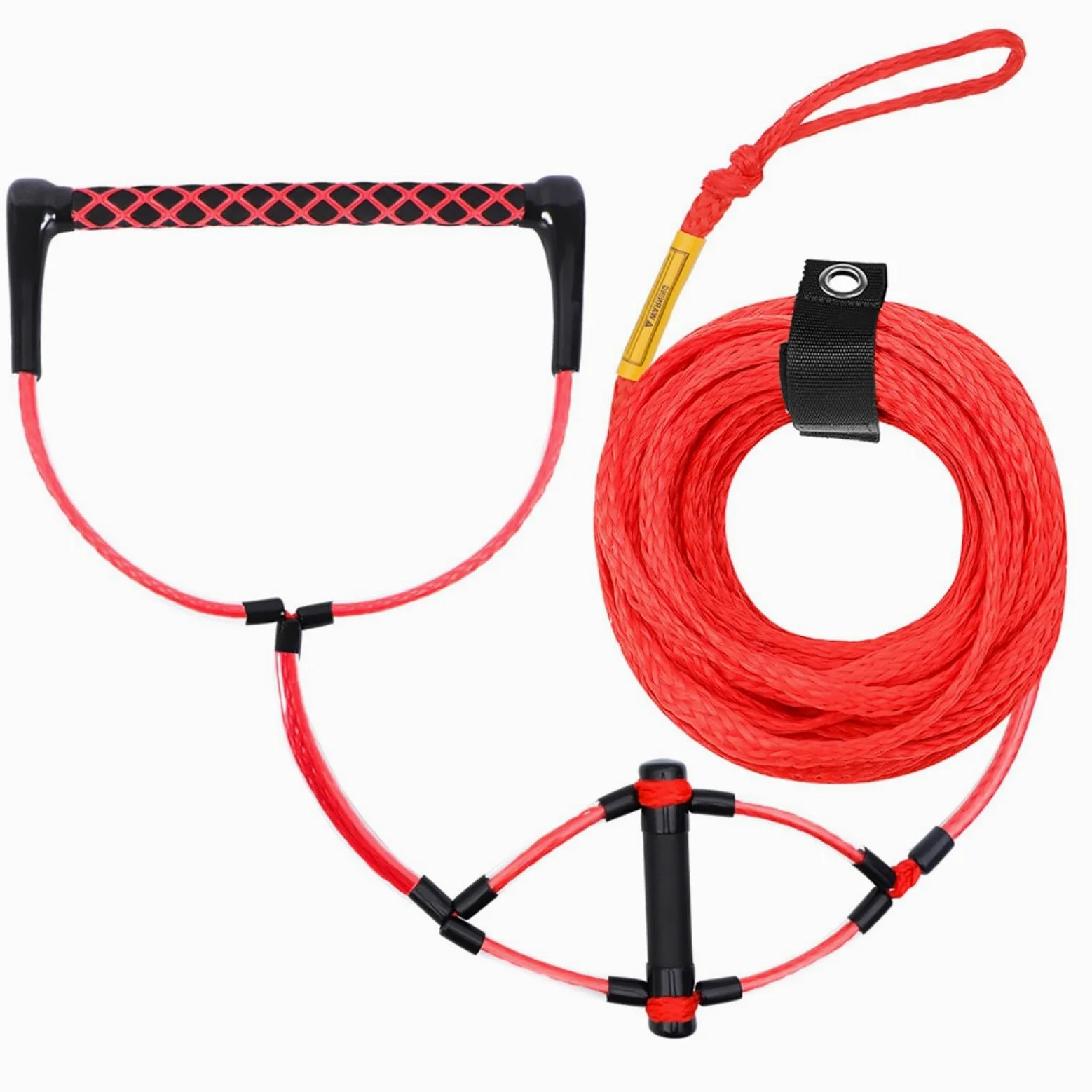 Cuerda flotante de esquí acuático de 75 pies, línea de remolque resistente para wakeboard con mango de EVA para deportes de rodilla y balsa