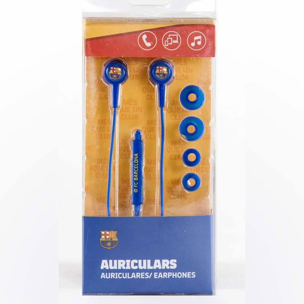 Fútbol Club Barcelona Auriculares Tipo Botón Cable 120 cm Reducción de Ruido Clavija Mini Jack 3.5 mm Volumen Oficial