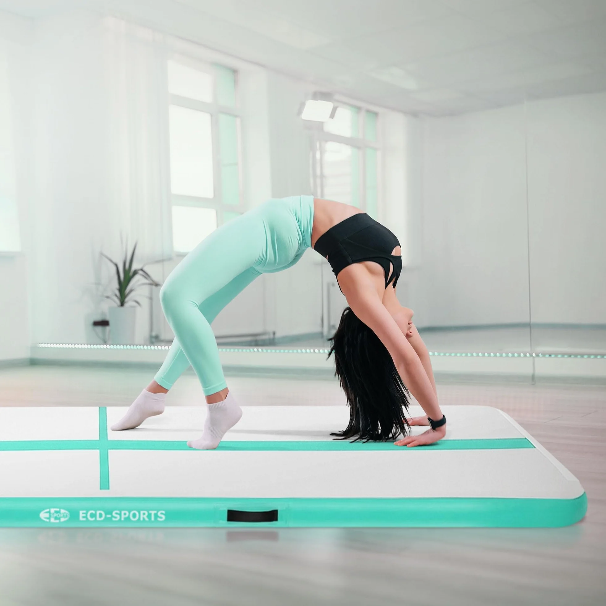 ECD Germany Colchoneta de Gimnasia Artística Airtrack 3m 4m 5m Esterilla Hinchable Tumbling 10cm Grosor con Bomba Eléctrica