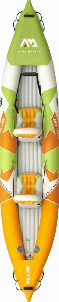 Aqua Marina - Kayak Betta para 2 personas – Kayak hinchable con asientos de punto de caída, respaldo ajustable, PVC de alta presión, montaje ligero, sistema de aletas y kit de accesorios