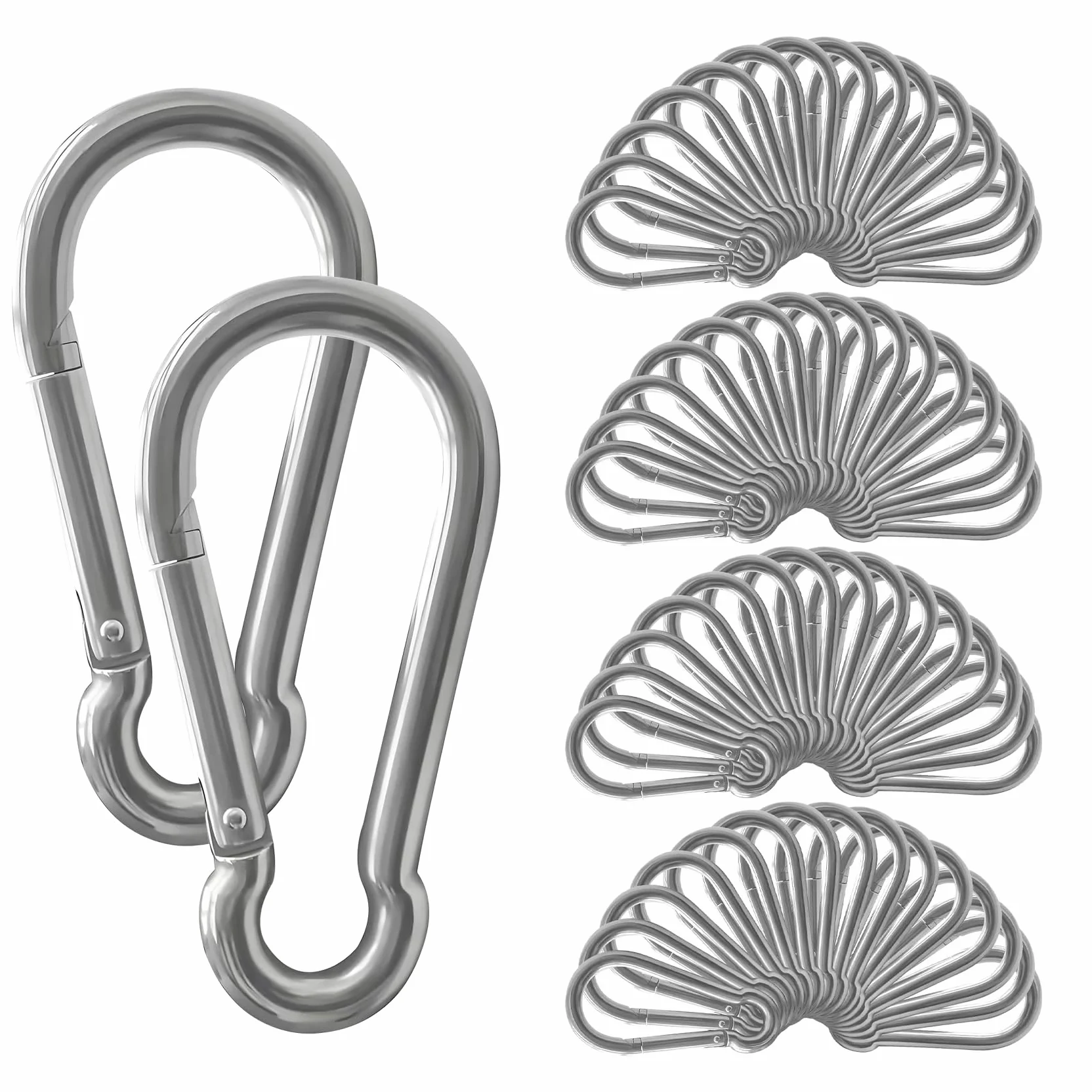 150 mosquetones M4 resistentes, mosquetón de acero al carbono resistente de 1.5 pulgadas, clip de gancho de resorte para llavero, mosquetón de escalada de bloqueo para acampar al aire