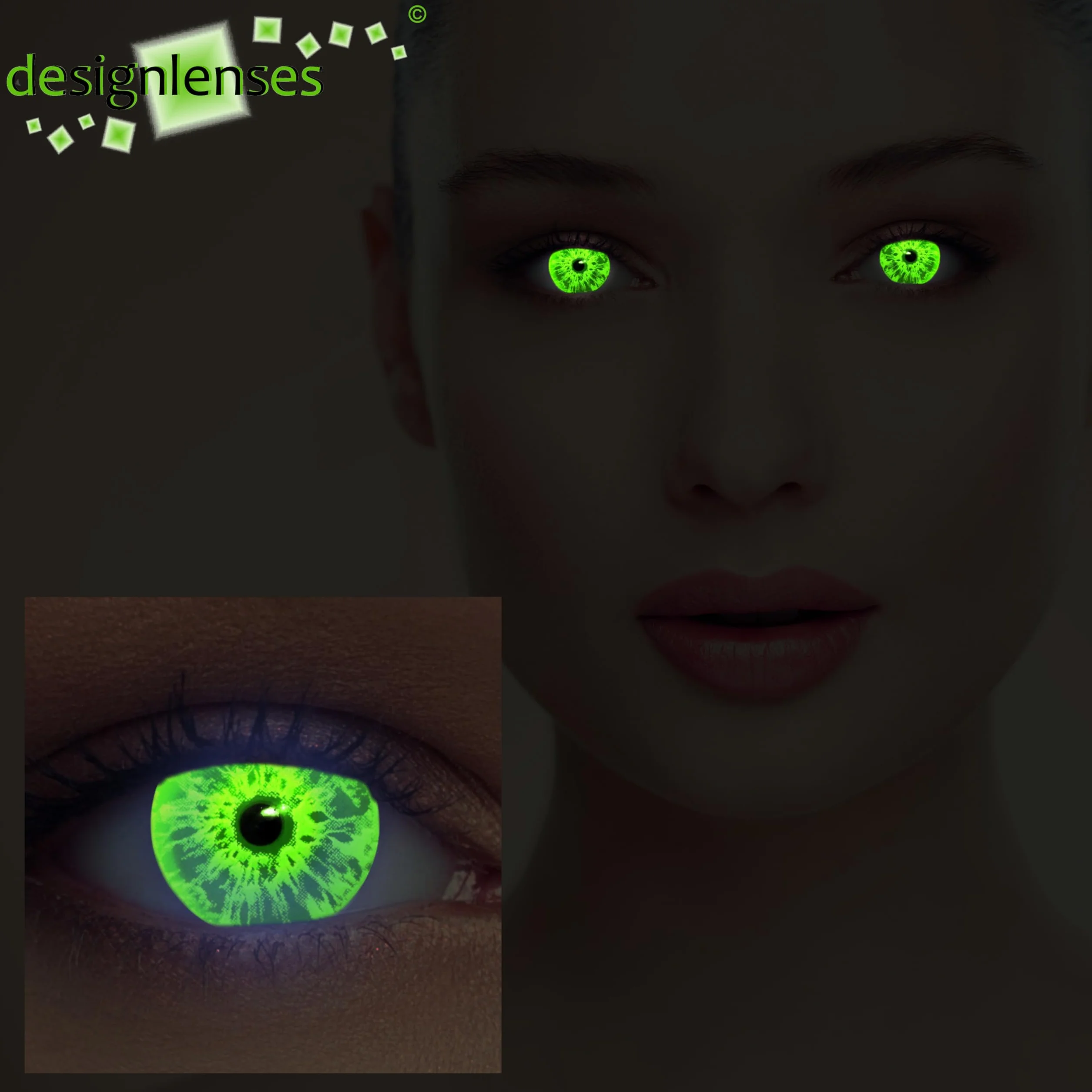 Sparkle UV lentillas contacto fluorescente 1 par Verde 14.00 sin graduación