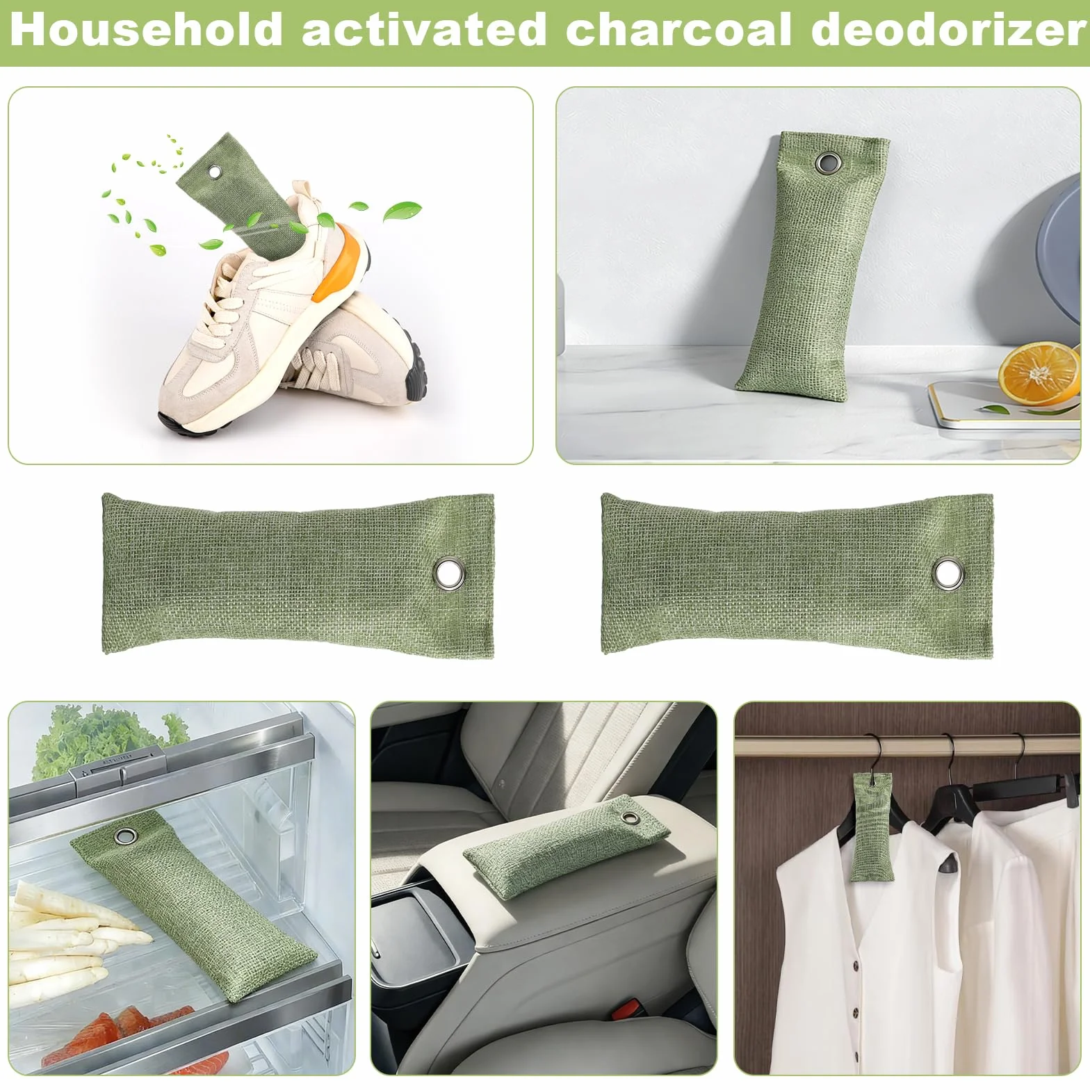 Carbón activado para zapatos, bolsa purificadora de aire, bambú activado, eliminador de olor
