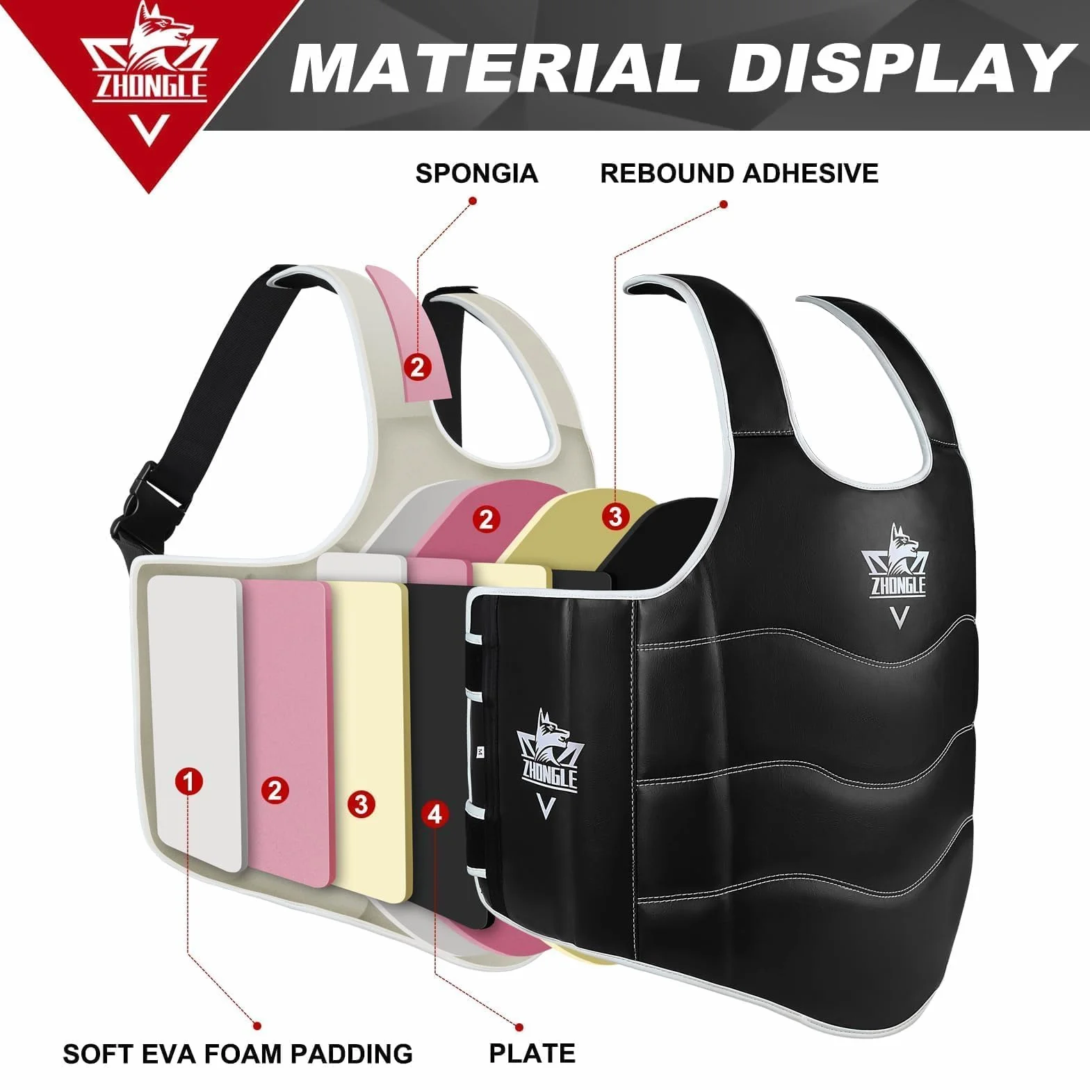 Boxing Chest Protector Adjustable MMA Taekwondo Muay Thai Shield Martial Arts Upper Abdomen Pad