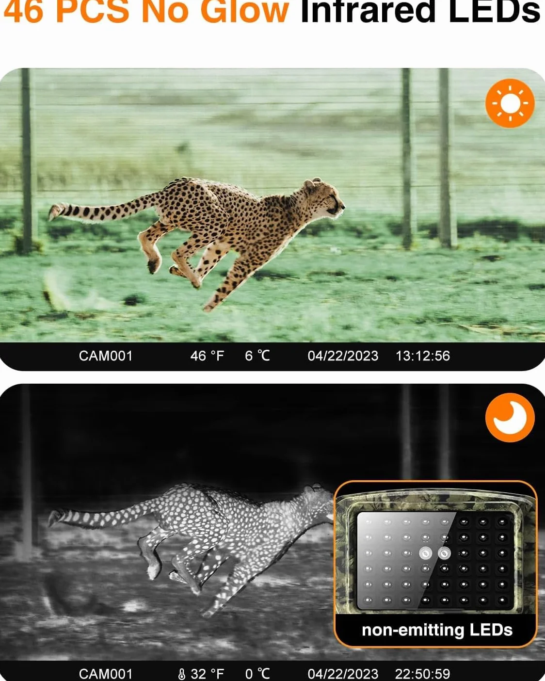 Cámaras de Caza 60MP 4K H.264 Video, Fototrampeo con Visión Nocturna 30m y Activación 0.1s, LED IR 940 NM No-Glow, IP66 - Espía Vigilancia Coche Caza Exterior Nocturna