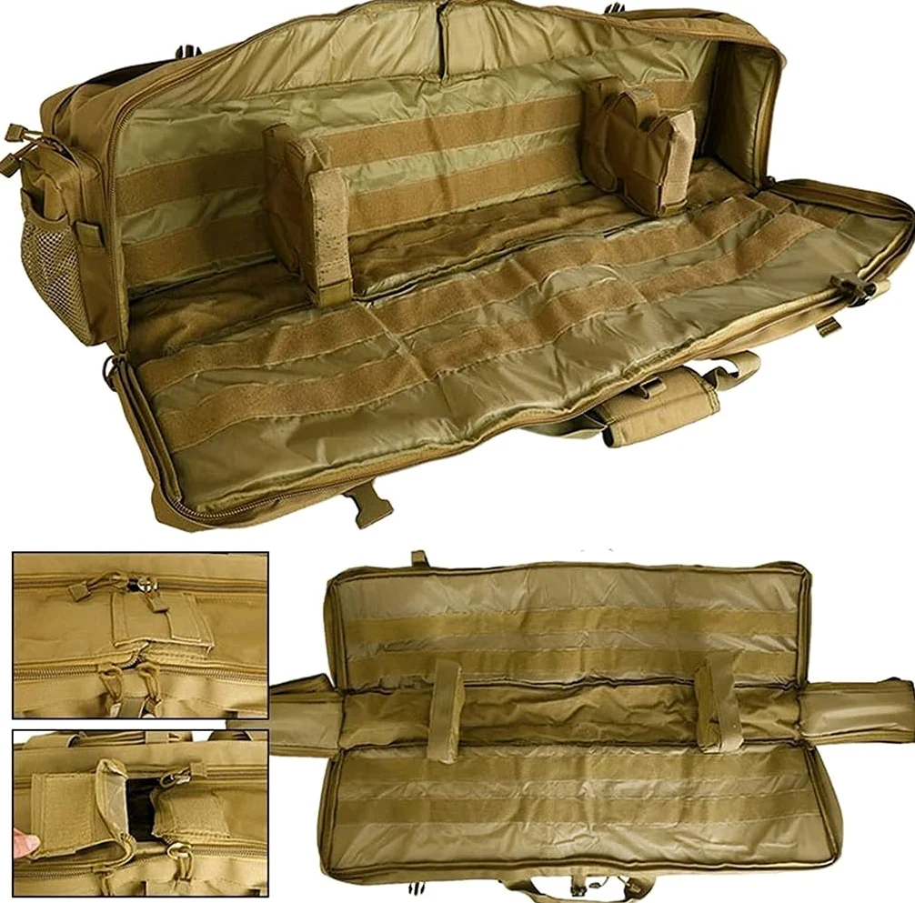 Bolsa Táctica Doble Larga para Rifle, Outdoor Bolsa De Pistola De Fusil M249 De 39 Pulgadas, Funda De Transporte CS Caza Tiro Paintball con Correa De Hombro Portátil