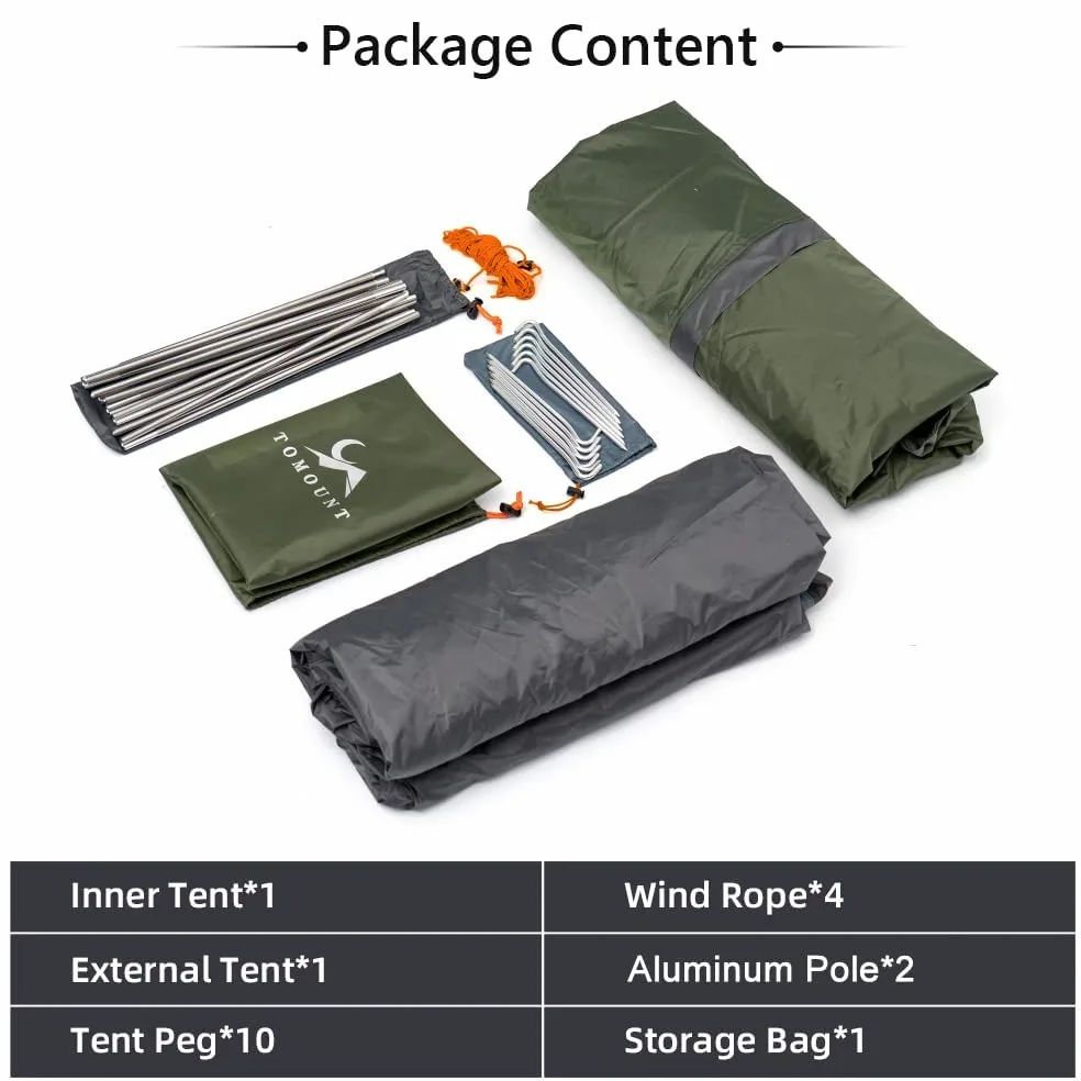 MC Tienda de campaña para 2 Personas, Impermeable, Ligera, compacta, de Doble Capa, Independiente, para Acampar al Aire Libre, Senderismo, 3 Estaciones