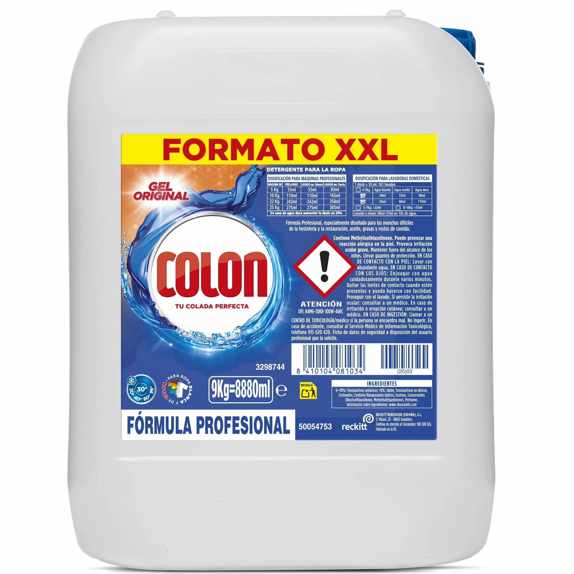 Colon Detergente para lavadora profesional gel 9 kg 134 Dosis