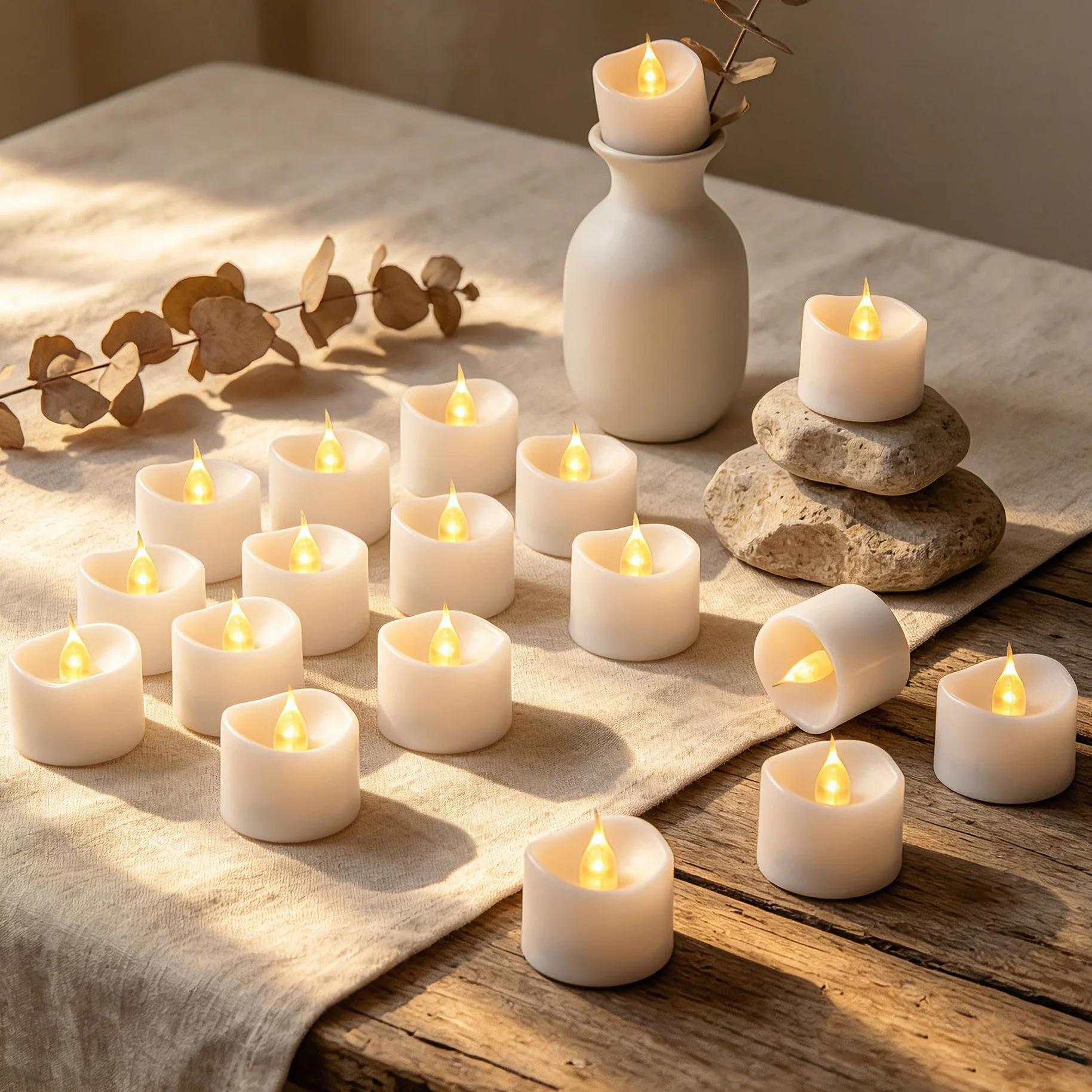 Bougies LED Té con Pilas CR2032 Incluidas, Sin Llama, Decoración Casa Boda Fiesta