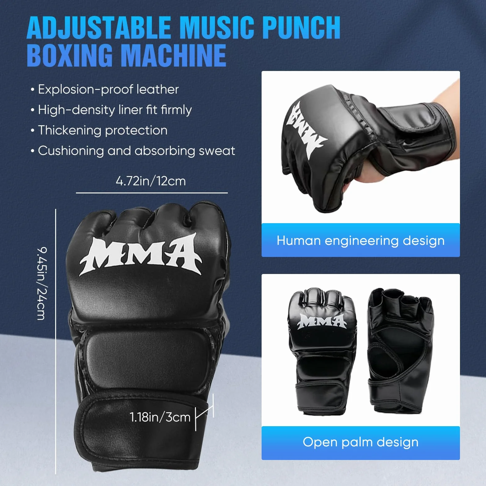 Máquina de boxeo musical Smart LED Bluetooth con guantes y diana de pared 9 modos de velocidad