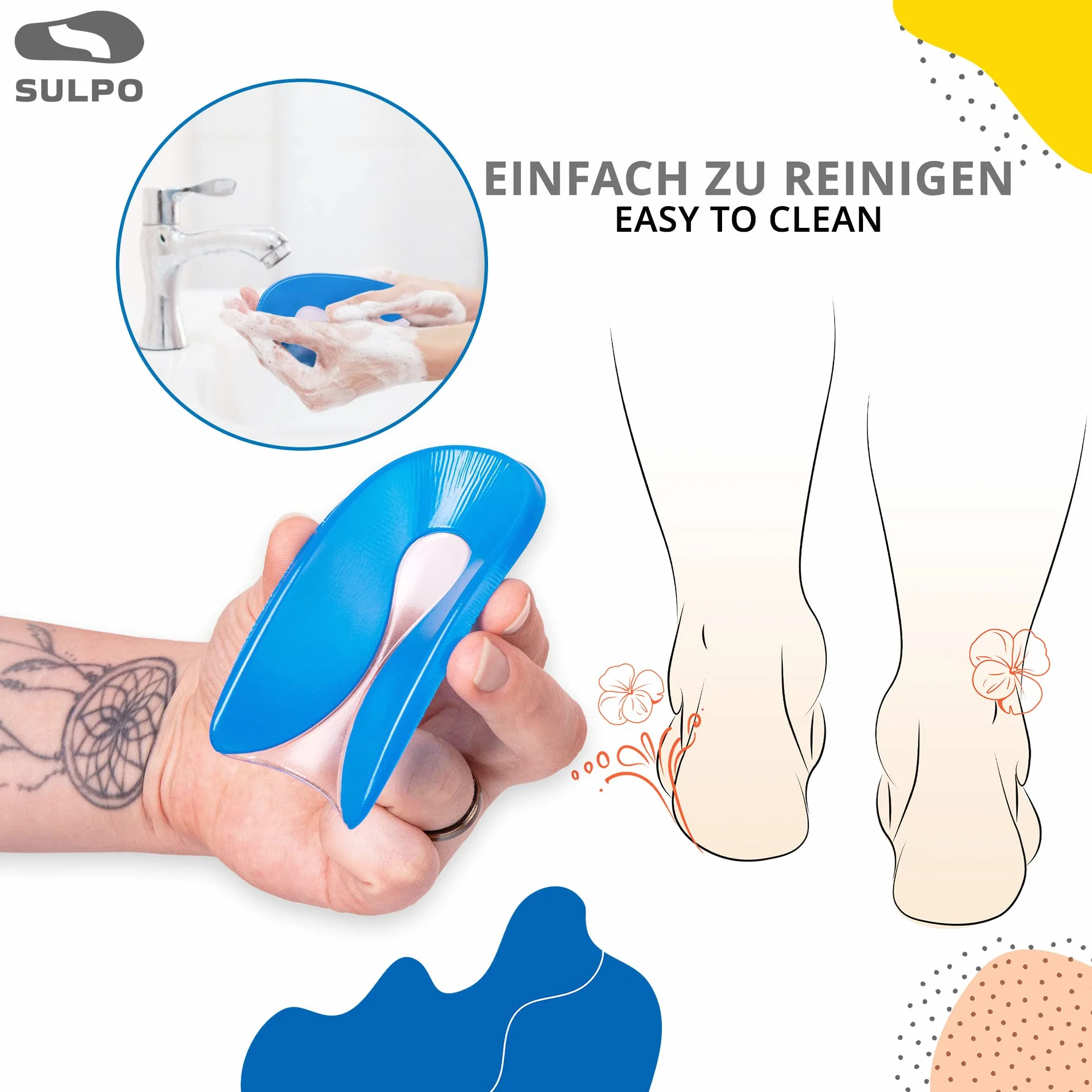 SULPO Protectores de Talón de Gel para Niños, Talla 30-35, Forma de U