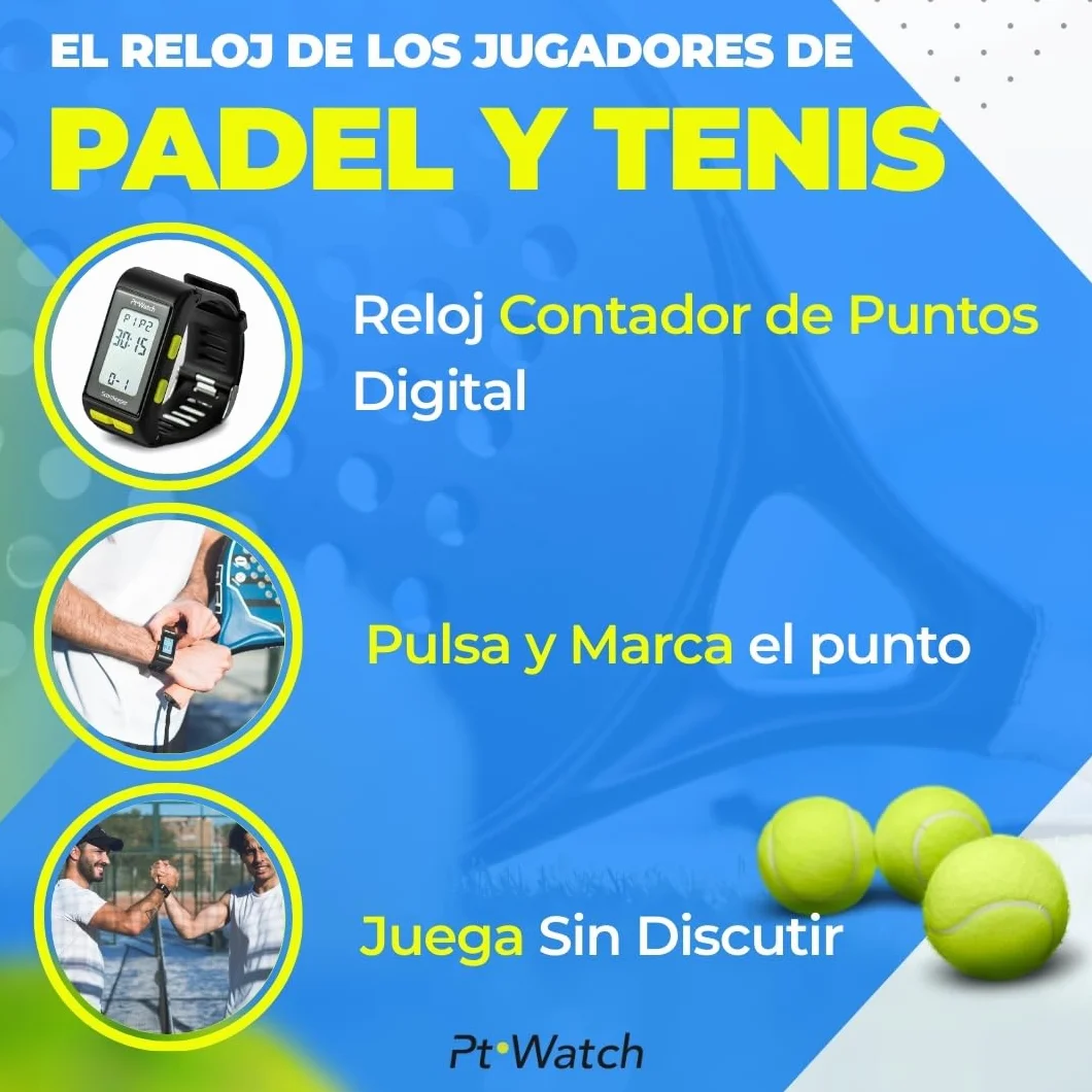 Reloj Contador de Puntos para Pádel y Tenis – Reloj Deportivo con Cronómetro y Alarma – Accesorios Padel Scorekeeper para Muñeca, Resistente al Agua