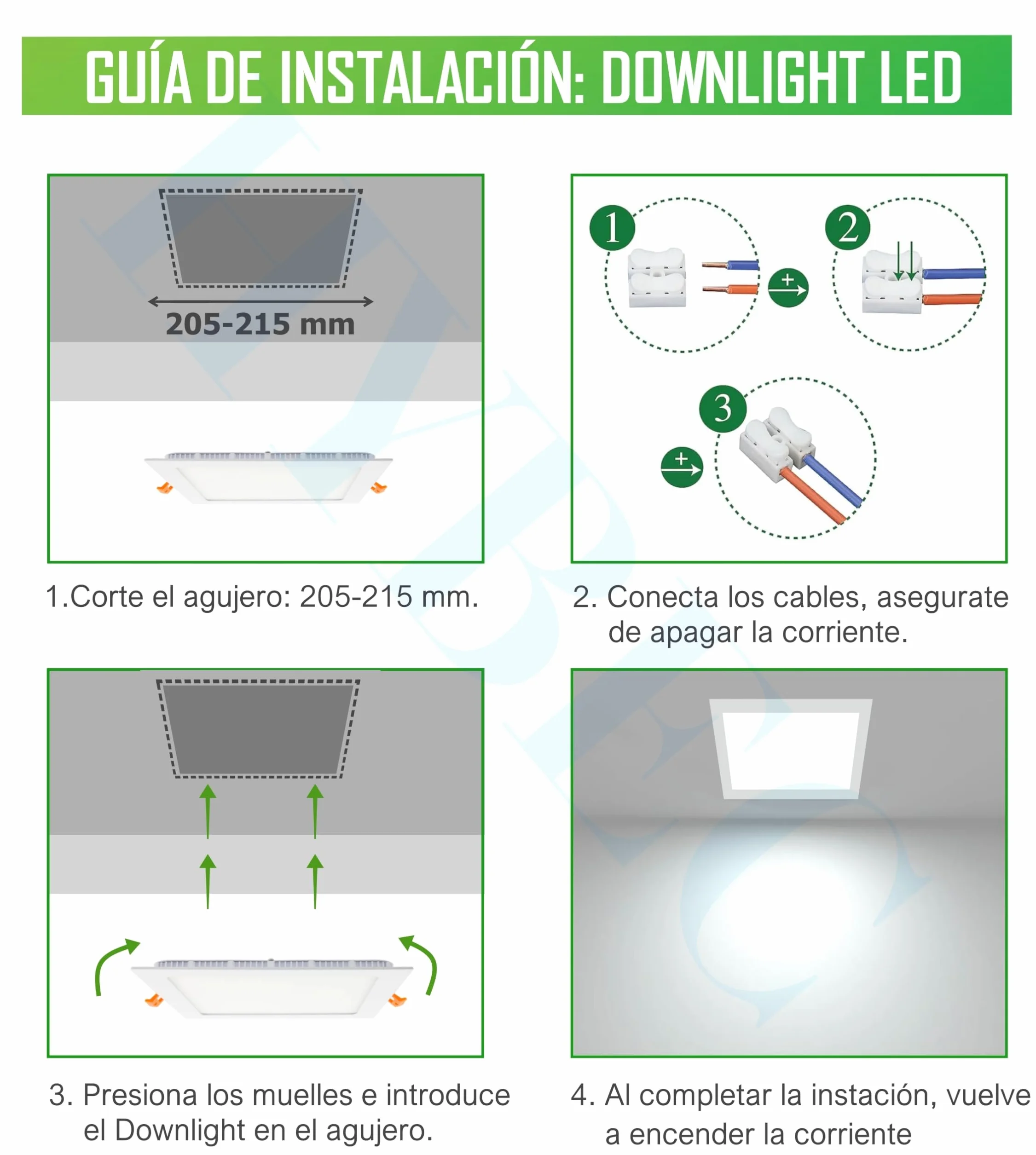 CLAR Downlight LED Techo Cuadrado 20W 4000K Luz Neutra Pack 10
