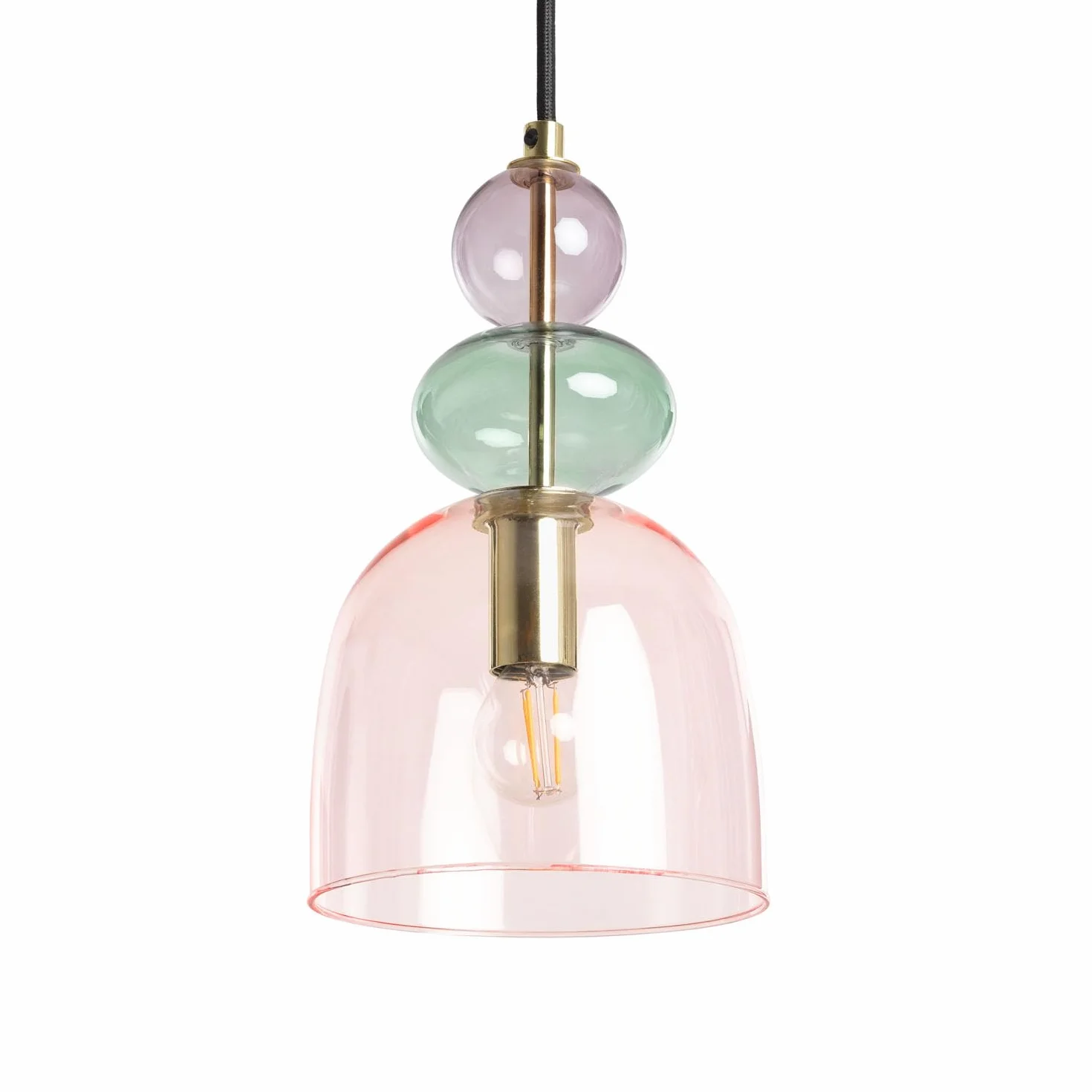 LEDKIA LIGHTING Lámpara Colgante Metal Cristal Baudelaire Rosa E14