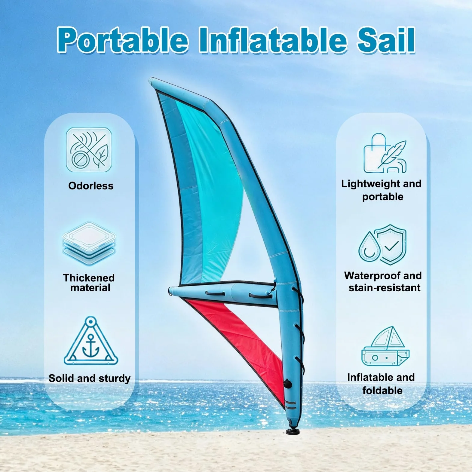 Vela Paddle Board Hinchable con Tejido Reforzado Sup | Vela Portátil Con Ventana PVC, Bomba, Bolsa Transporte Y Base Articulada Para Actividades Náuticas