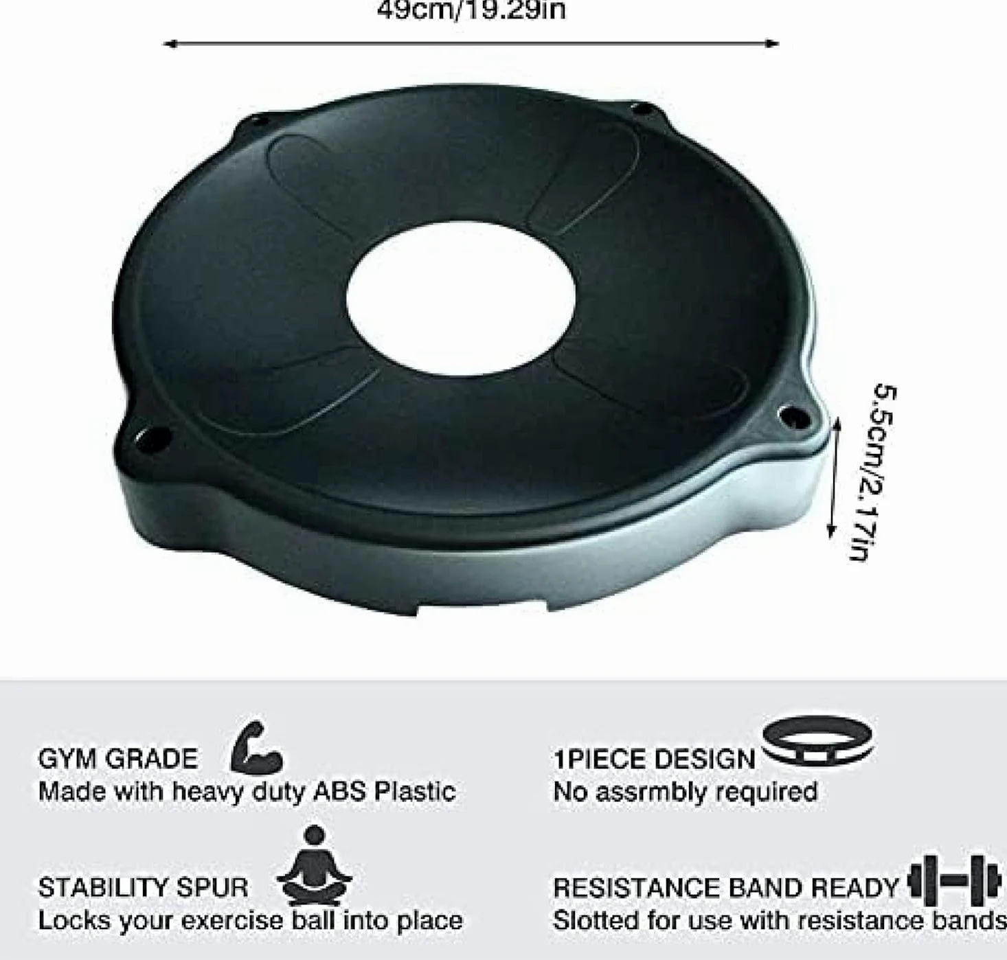 Pelota de Ejercicio Antideslizante con Base de Estabilidad y Bandas de Resistencia para Yoga, Pilates, Embarazo