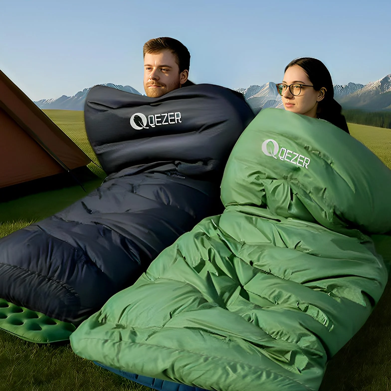 Saco de Dormir plumón XXL, Saco de Dormir Extra Grande de 230 x 100, 3-4 Estaciones, Ligero y cálido, para Adultos al Aire Libre, Camping, Senderismo y mochileros