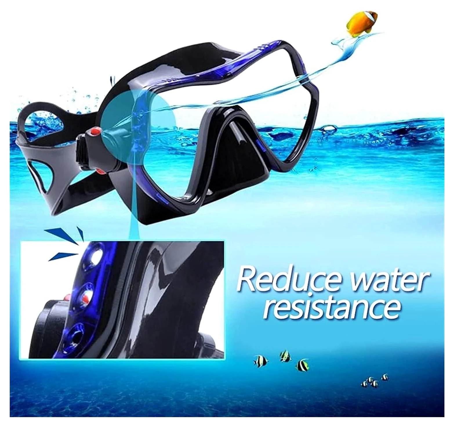 máscara submarina, Máscara de Buceo Snorkel Máscaras Profesionales Visión Amplia Equipo for Deportes acuáticos Gafas Submarino
