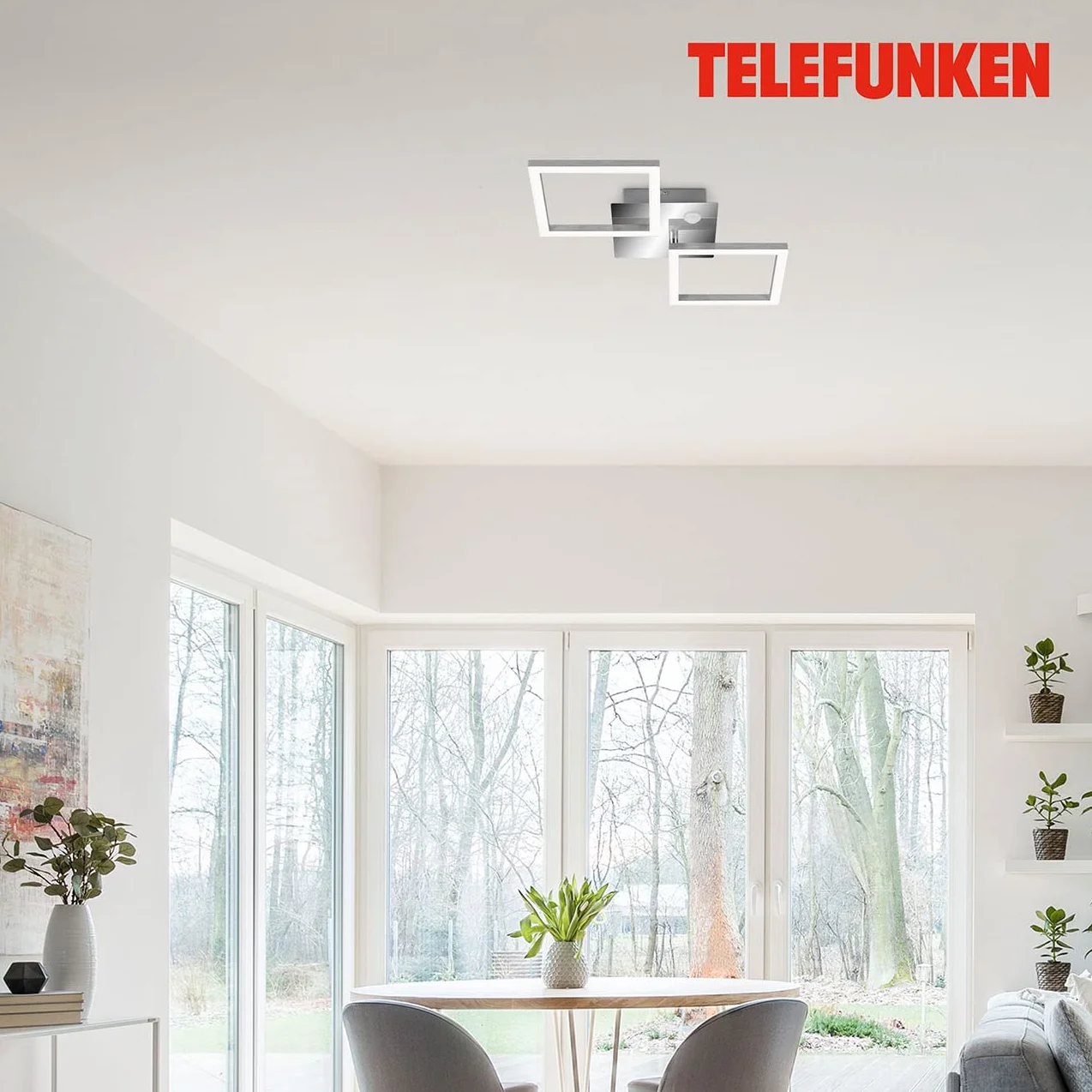 TELEFUNKEN Lámpara de techo LED con sensor de movimiento 12W 1200 lúmenes blanco cálido 470x226x74mm