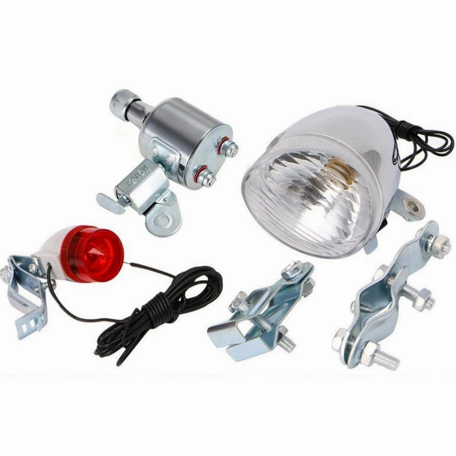 Luces de bicicleta, luces de bicicleta, luces de bicicleta, faros delanteros y luces traseras alimentadas por dínamo de ciclismo Juego de luces traseras de bicicleta que se adapta a todas las biciclet