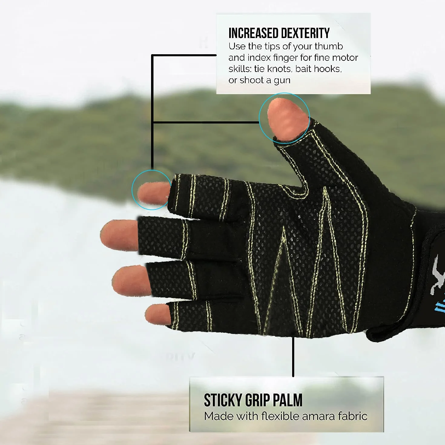 Guantes de navegación – extremo agarre, sin dedos (tamaño mediano)