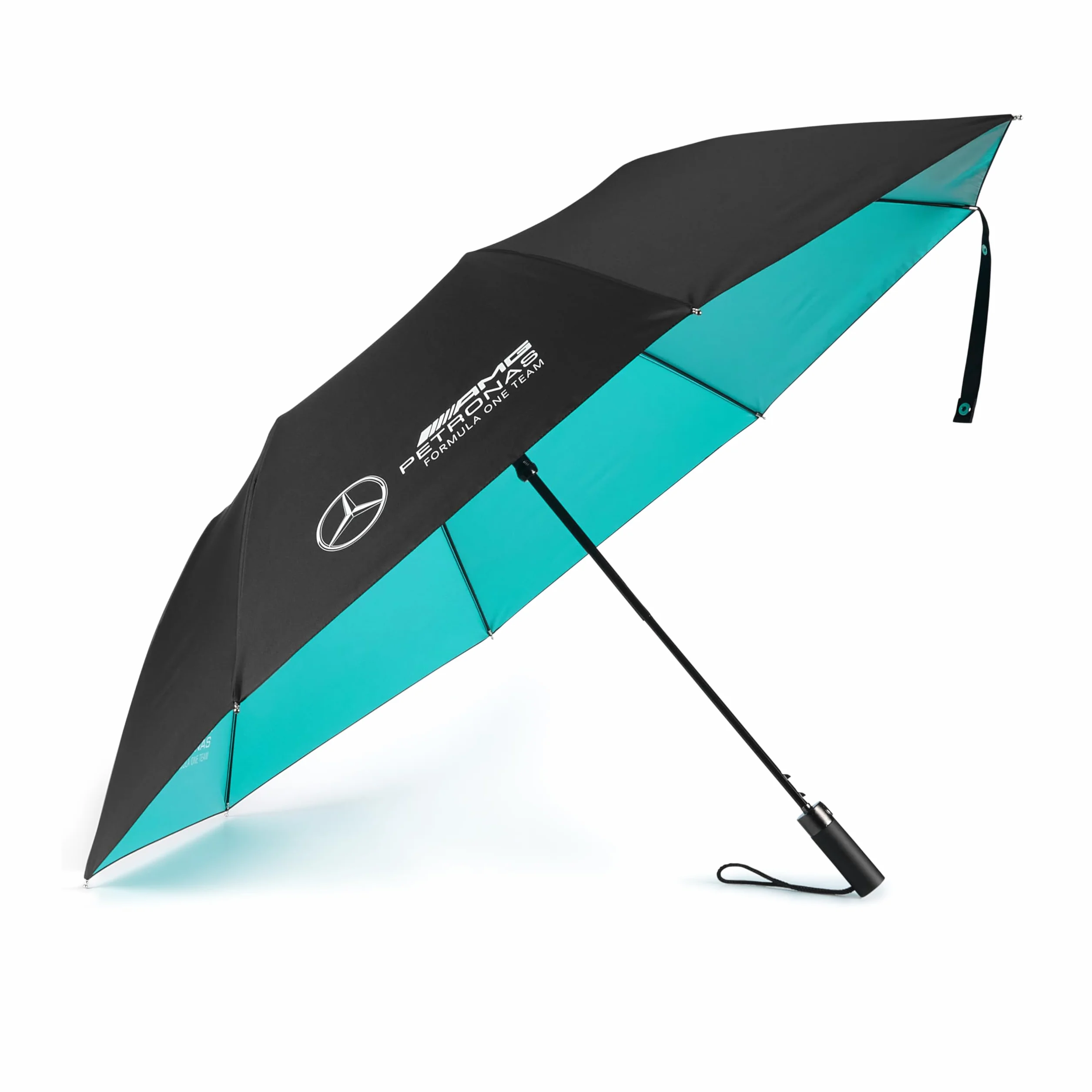 Mercedes AMG Petronas Paraguas compacto F1 - Negro- Dimensiones: Longitud del mango: 45 cm/Diámetro abierto: 105 cm