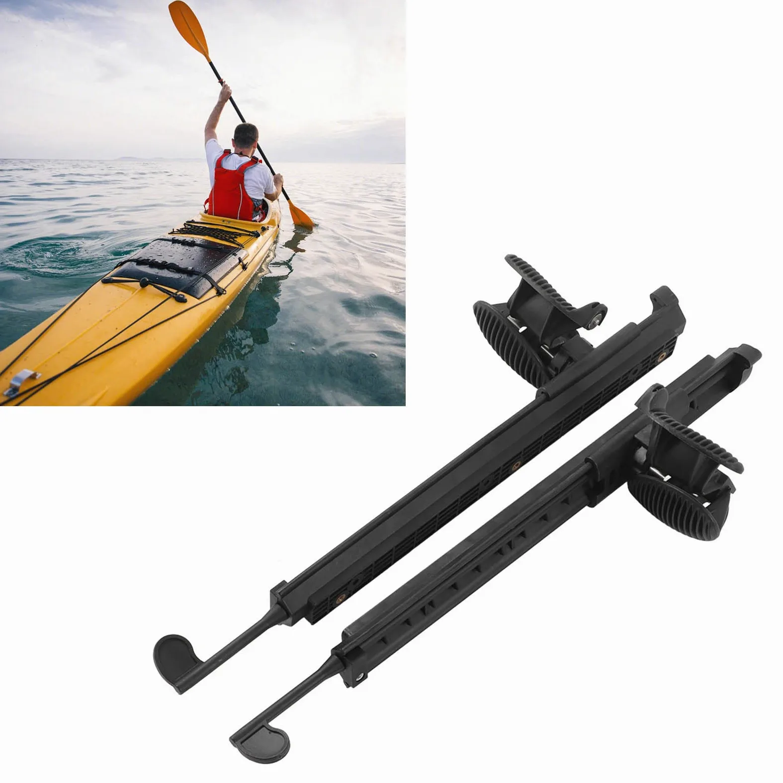 Clavijas de Kayak, Ajustables con Indicadores Izquierdo y Derecho, Pedales Soporte de Nylon 2 Unidades, for Navegación Recreativa, Pesca en Agua Dulce y Deportes Acuáticos