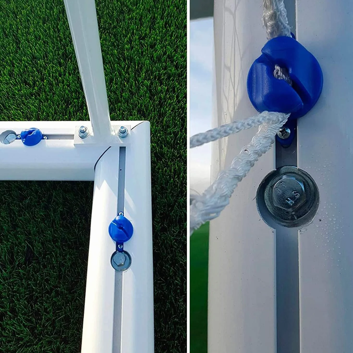 Pack de Ganchos universales antilesión para porterías de fútbol y Balonmano Color Naranja de Nylon inyectado con Tornillo autotaladrante Incluido