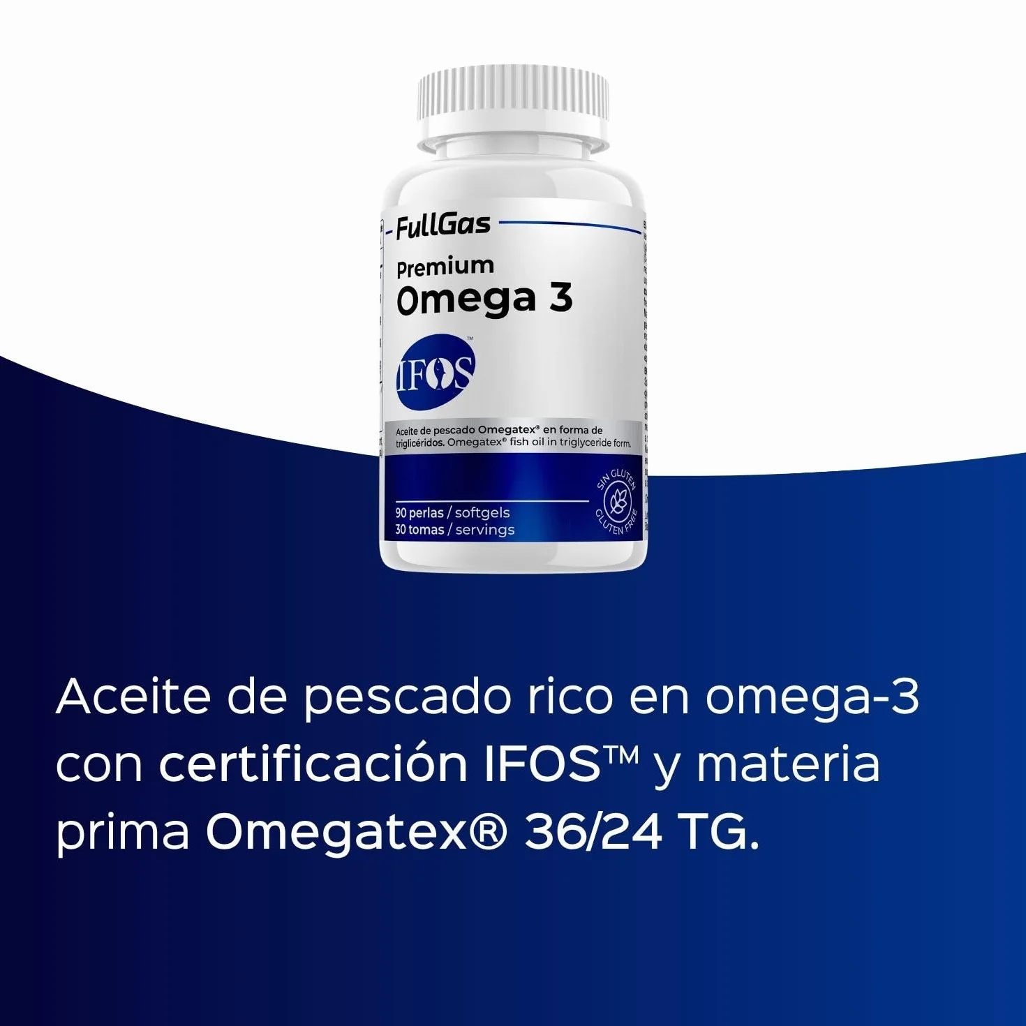 FullGas Omega 3 Aceite de pescado IFOS 360mg EPA 240mg DHA 90 perlas