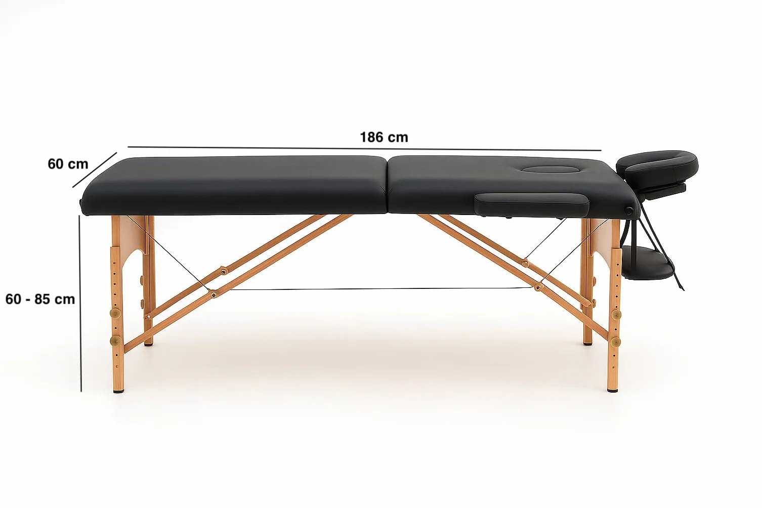 Camilla de Masaje Plegable Portátil 2 Cuerpos Altura Ajustable 200kg