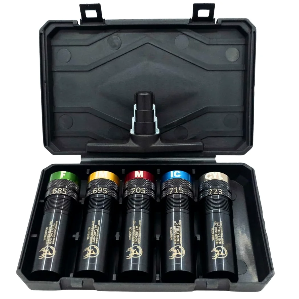 Juego de tubos de estrangulamiento extendidos compatibles con BER/Ben Mobil para escopetas de 12 Ga, 5 tubos de estrangulamiento, negro, anillos codificados por colores