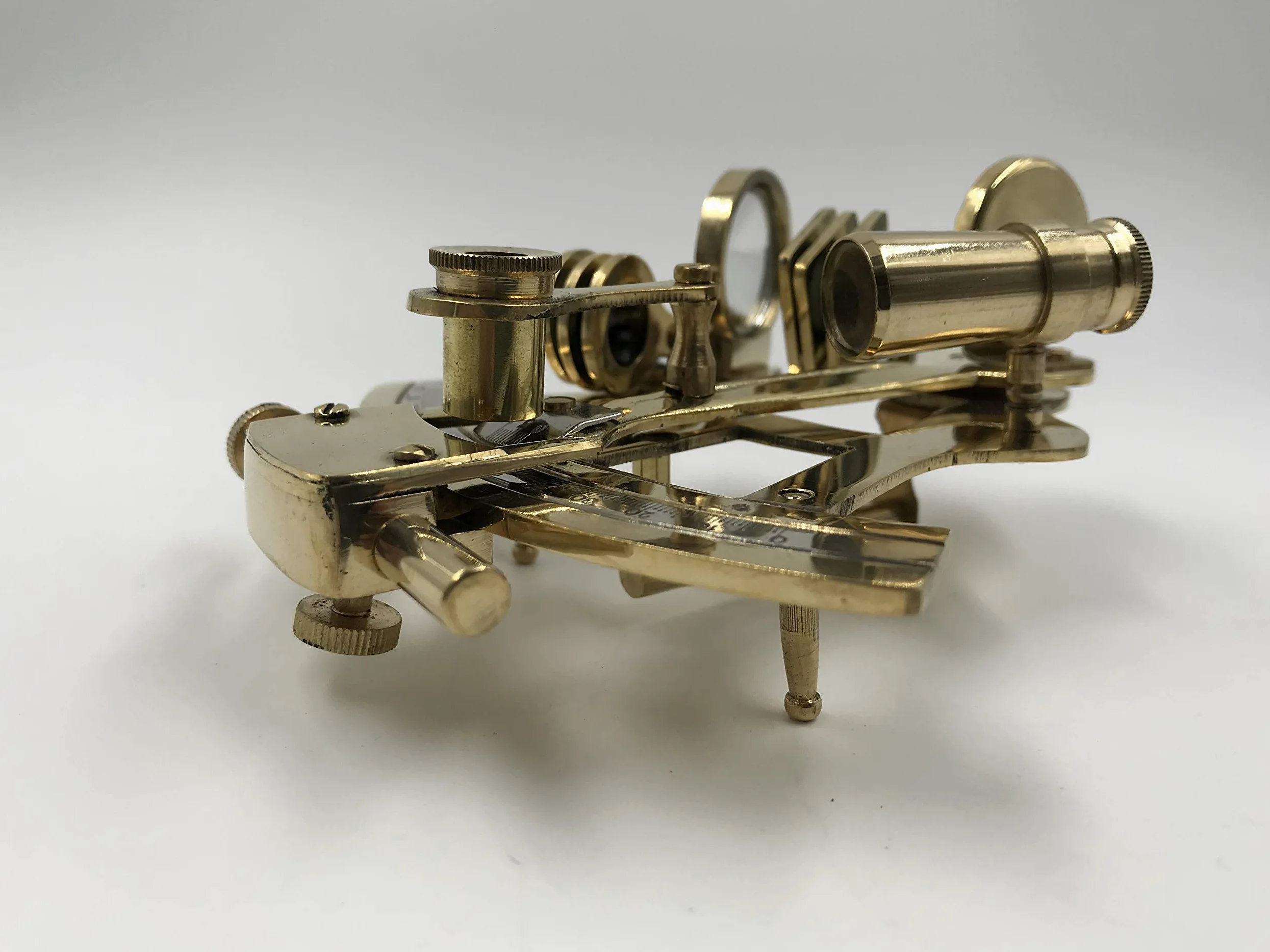Malla Brass Original Sextante con Caja de Madera | Brújula Náutica para Navegación Celestial